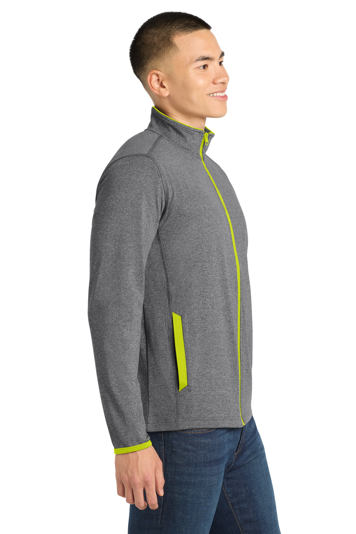 Sport-Tek Sport-Wick Stretch Contrast Full-Zip Jacket. ST853
