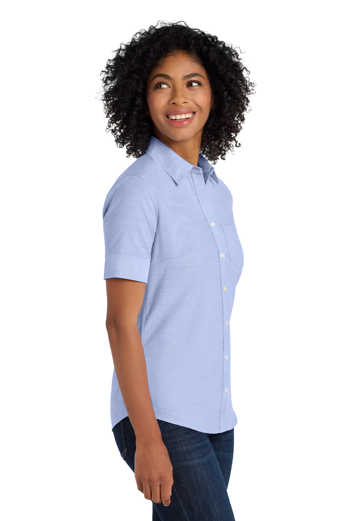Port Authority Women's Short Sleeve SuperPro Oxford Shirt. L659