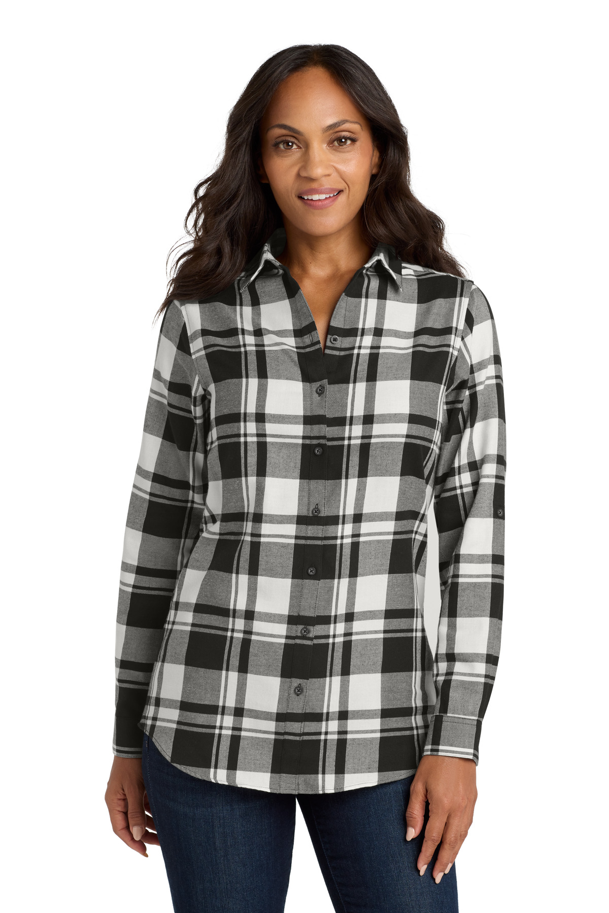 Port Authority ® Women's Plaid Flannel Tunic . LW668 - Image 3