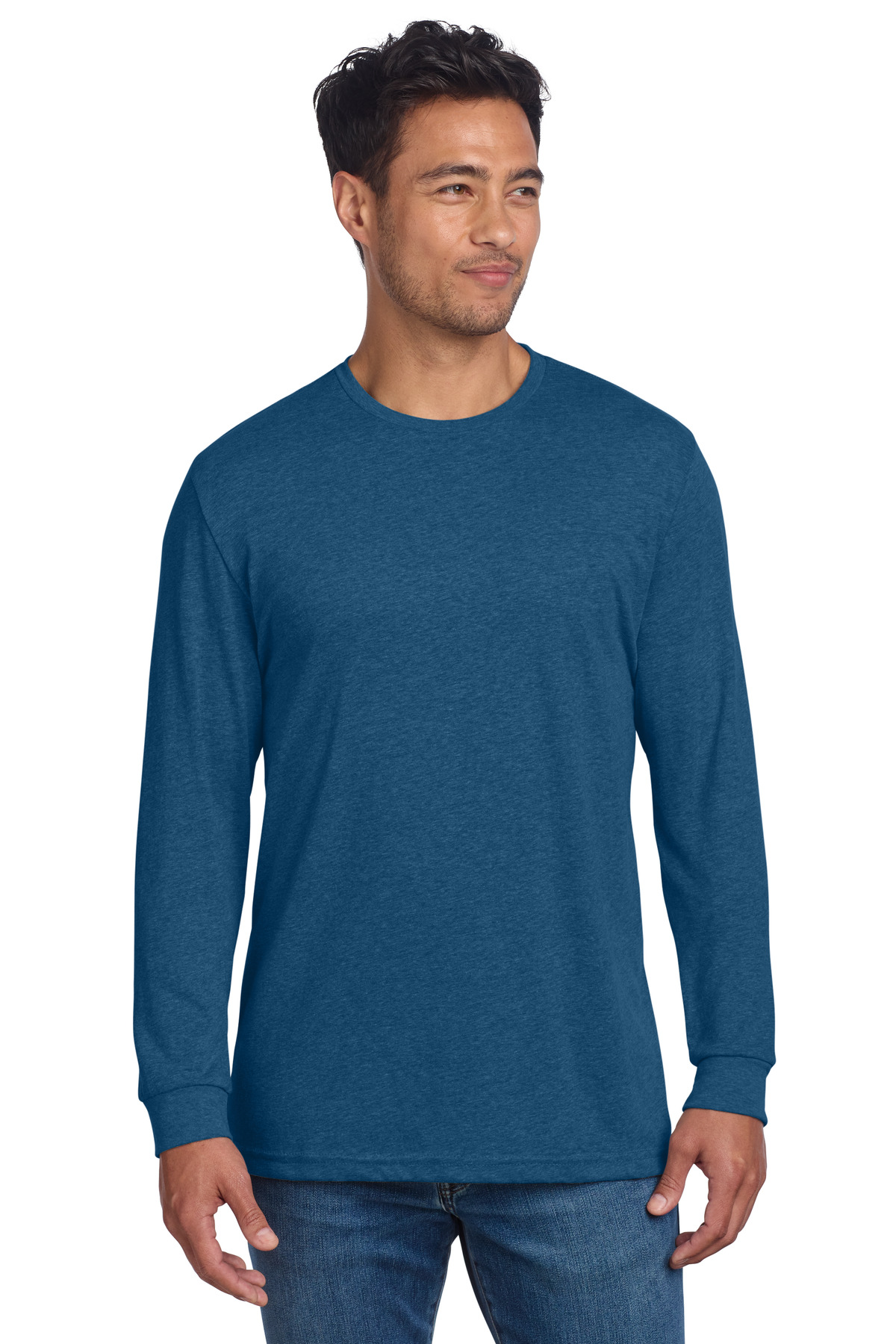 Adult CVC Long Sleeve Tee - Heather Cool Blue