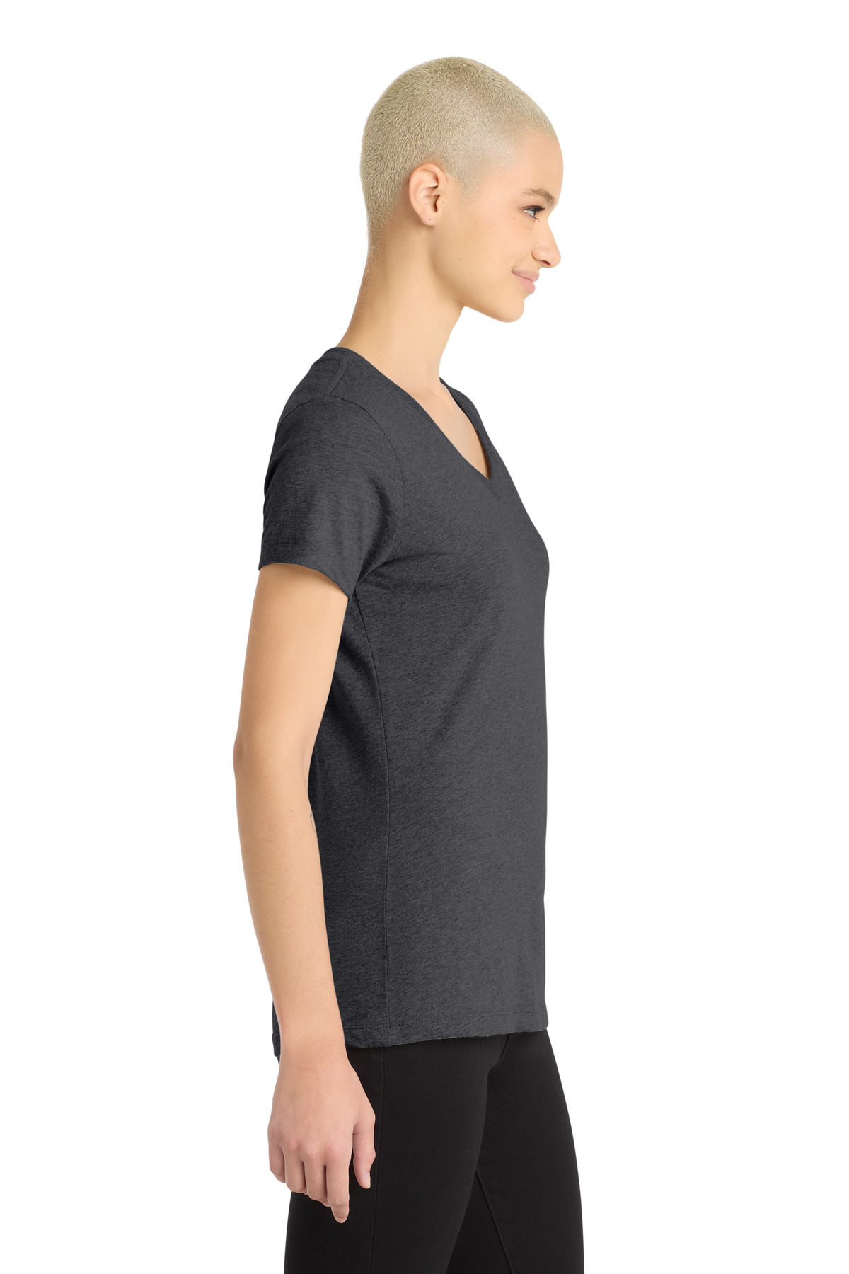 District Women's Perfect Blend CVC V-Neck Tee. DM1190L