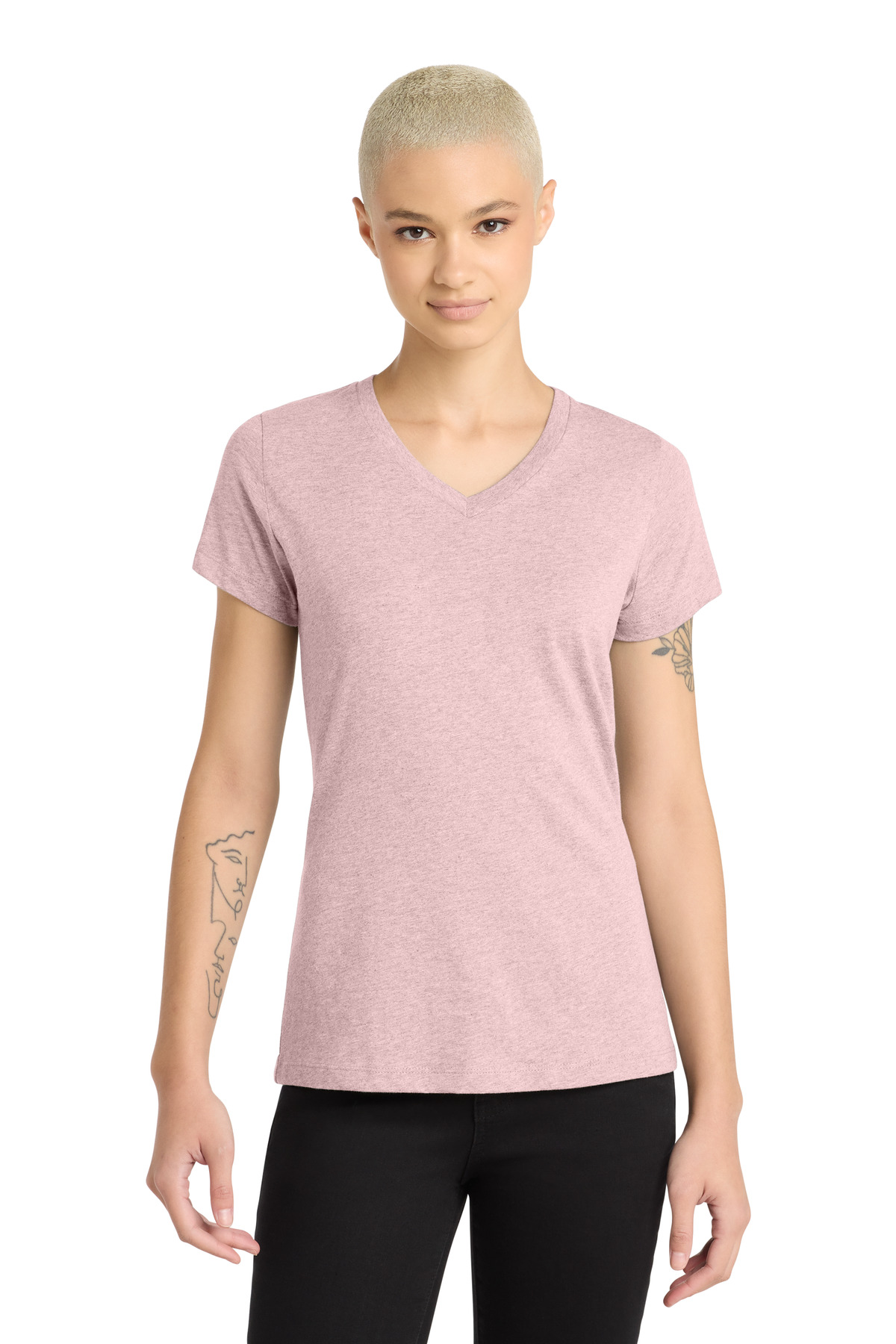 District ® Women's Perfect Blend ® CVC V-Neck Tee. DM1190L - Heathered Lavender