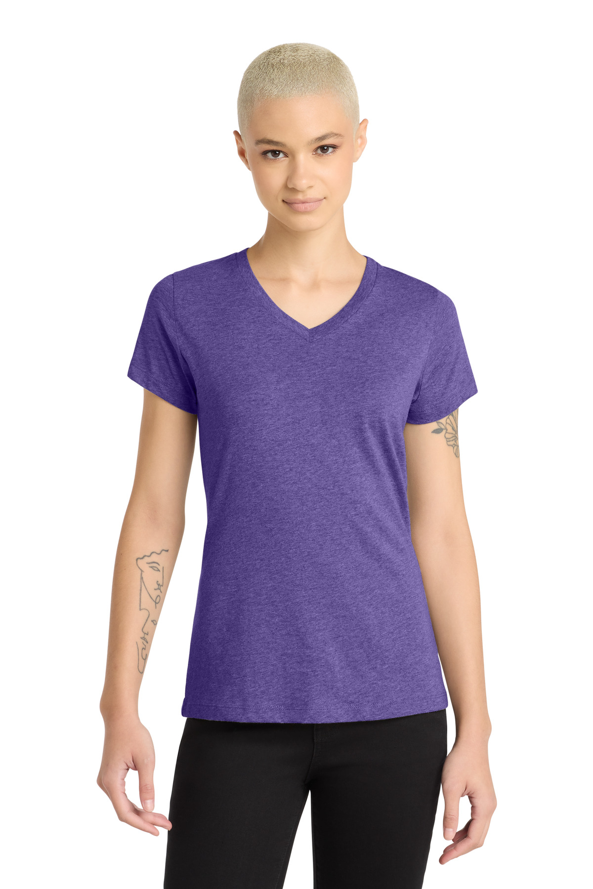 District Women's Perfect Blend CVC V-Neck Tee. DM1190L