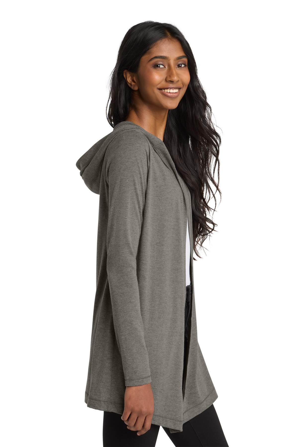 District Women's Perfect Tri Hooded Cardigan. DT156