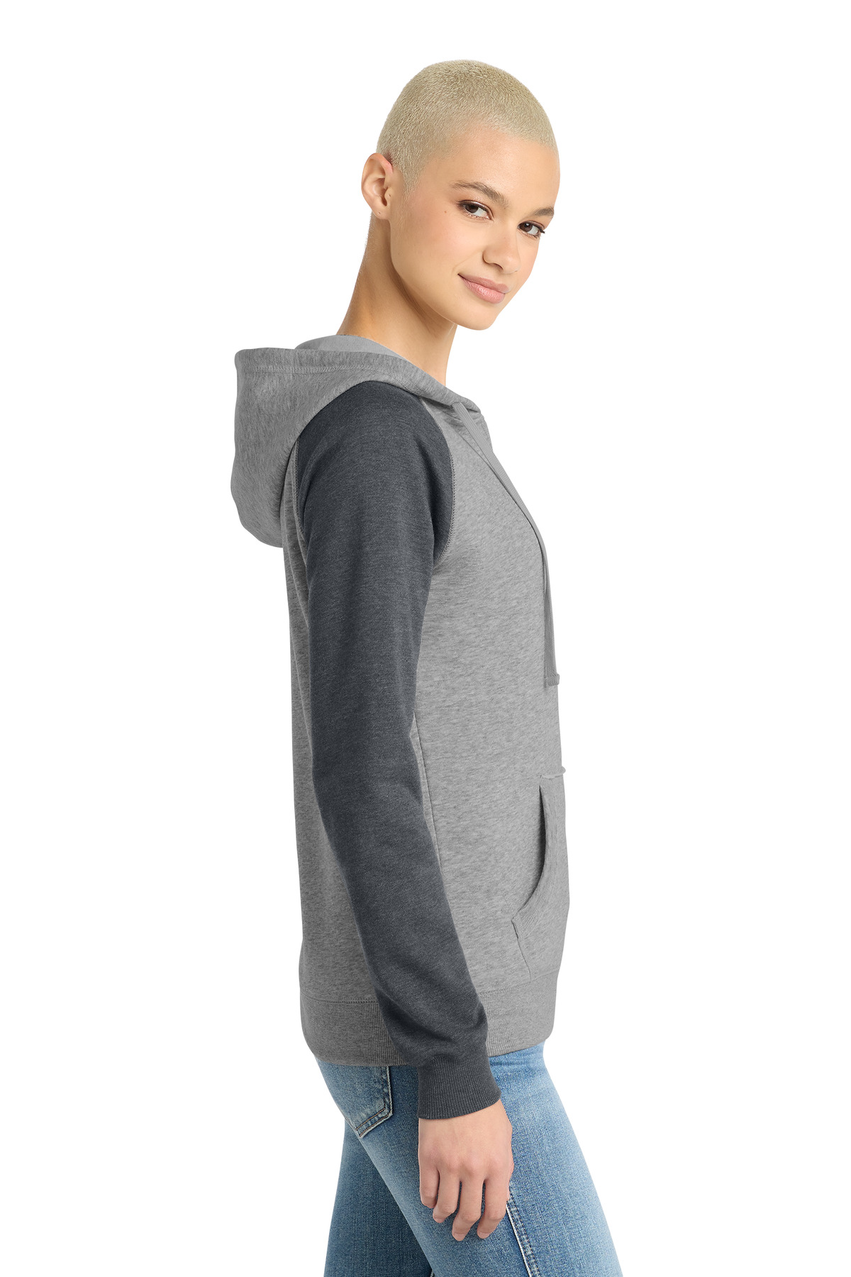 District Women's Lightweight Fleece Raglan Hoodie. DT296
