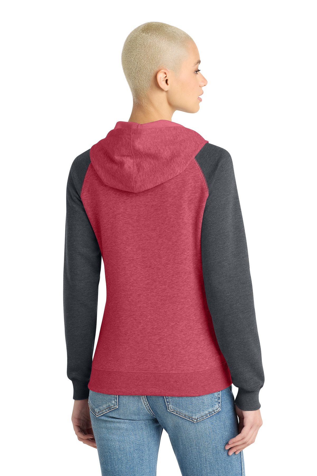 District Women's Lightweight Fleece Raglan Hoodie. DT296