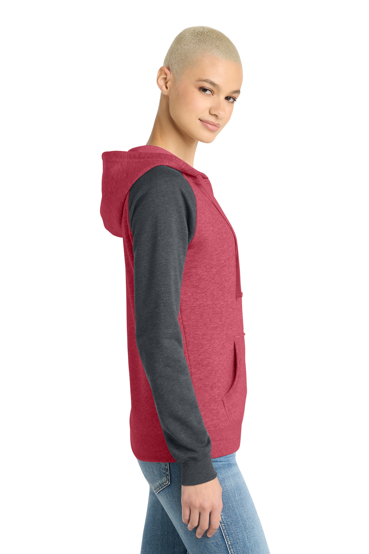 District Women's Lightweight Fleece Raglan Hoodie. DT296