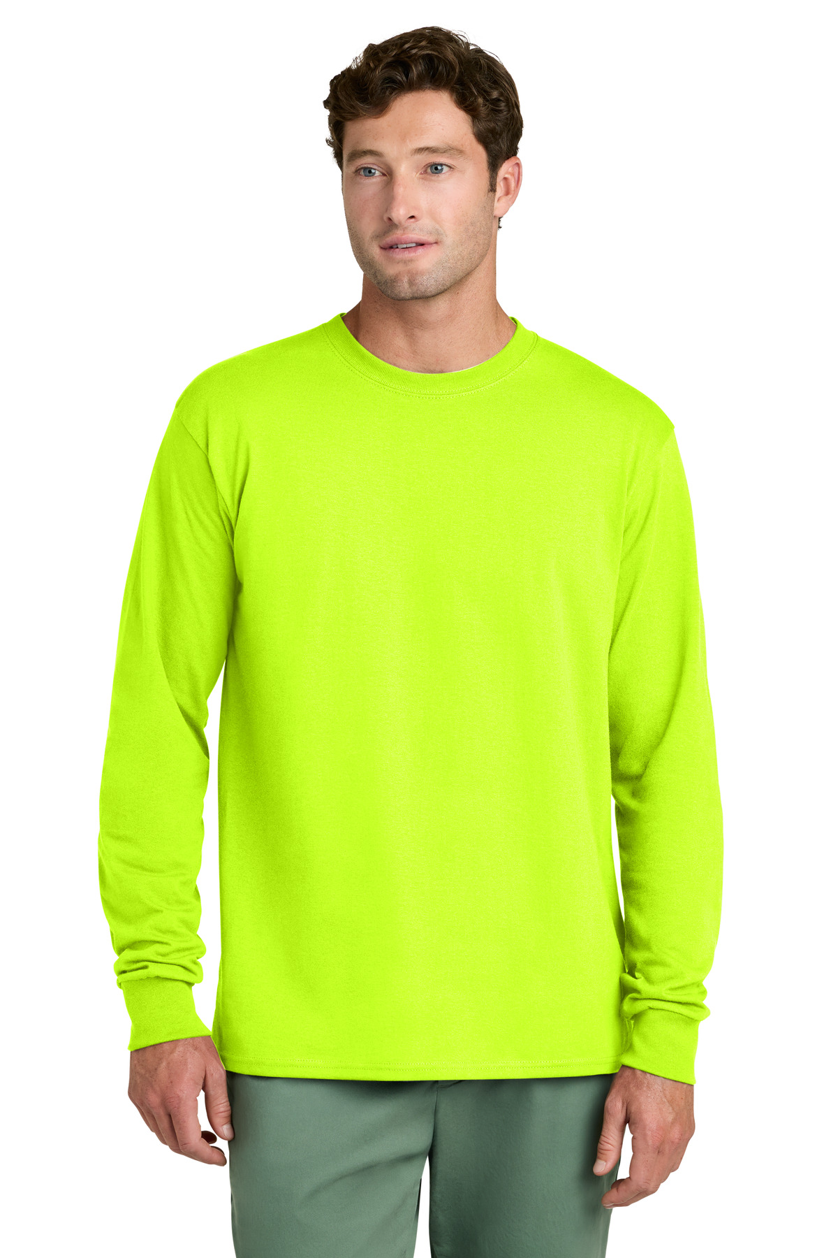 Port & Co ™ Long Sleeve Core Cotton Tee. PC54LS - S. Green