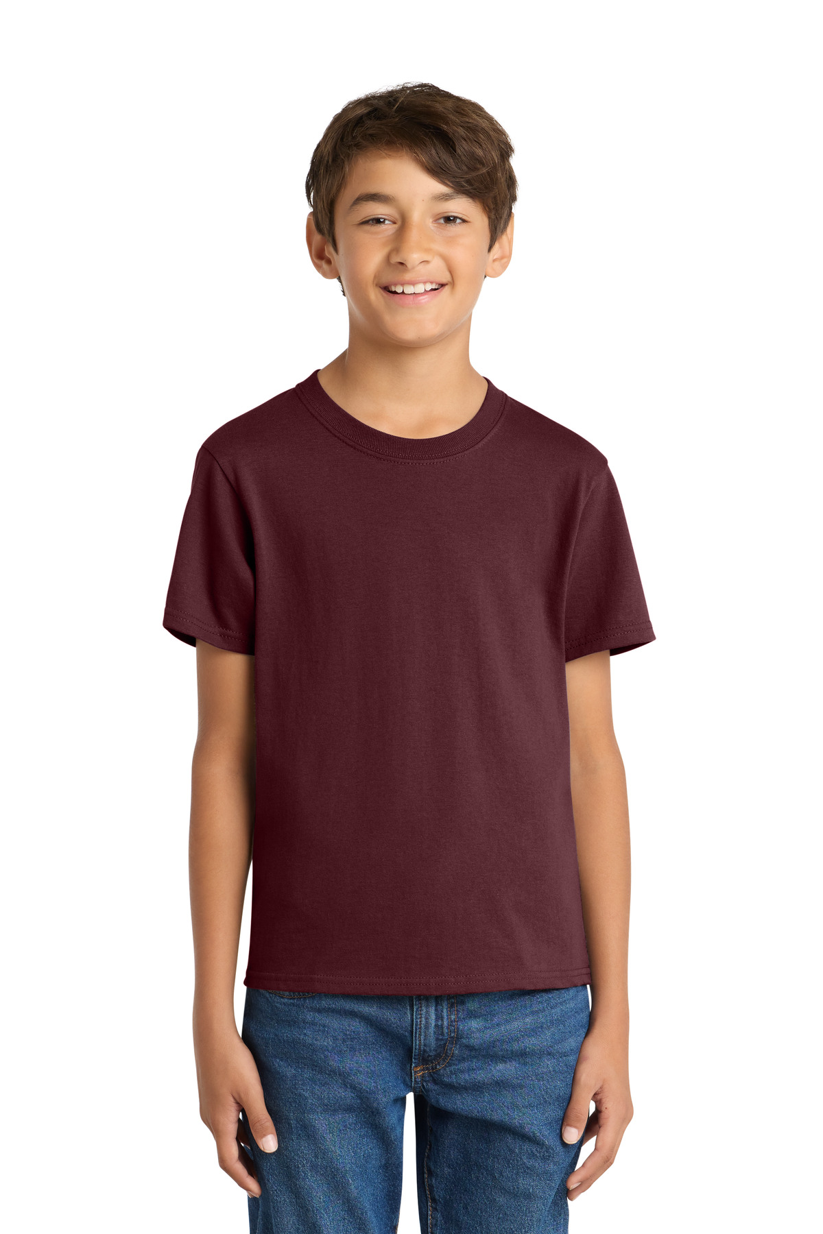 Port & Co ™ Youth Core Cotton Tee. PC54Y - Athletic Maroon