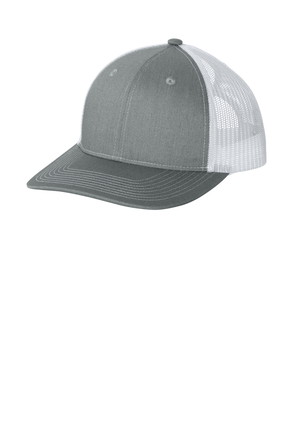 Snapback Ponytail Trucker Cap - Heather Grey/ White