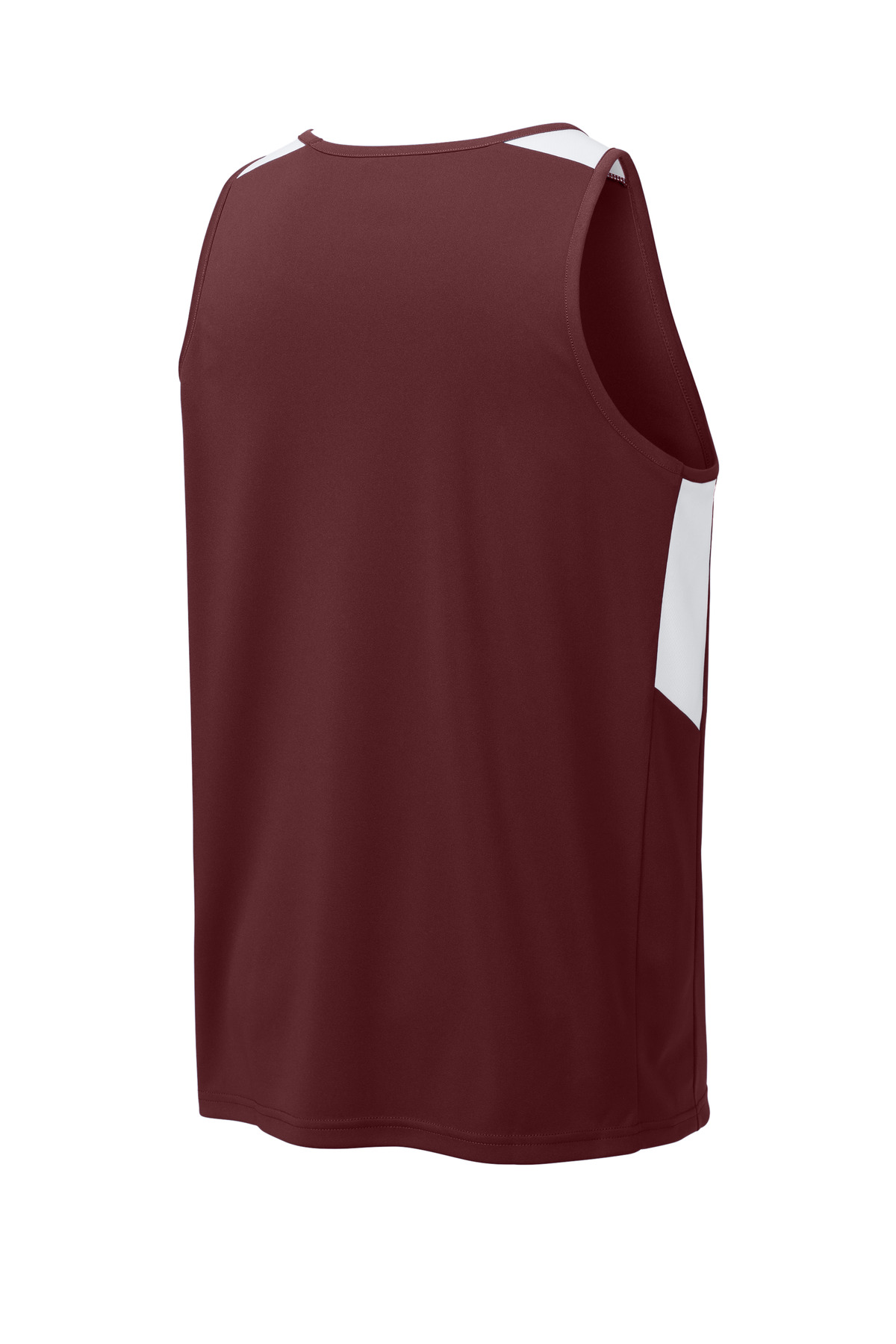Sport-Tek Club Track Tank ST446 in Maroon/ White — Back