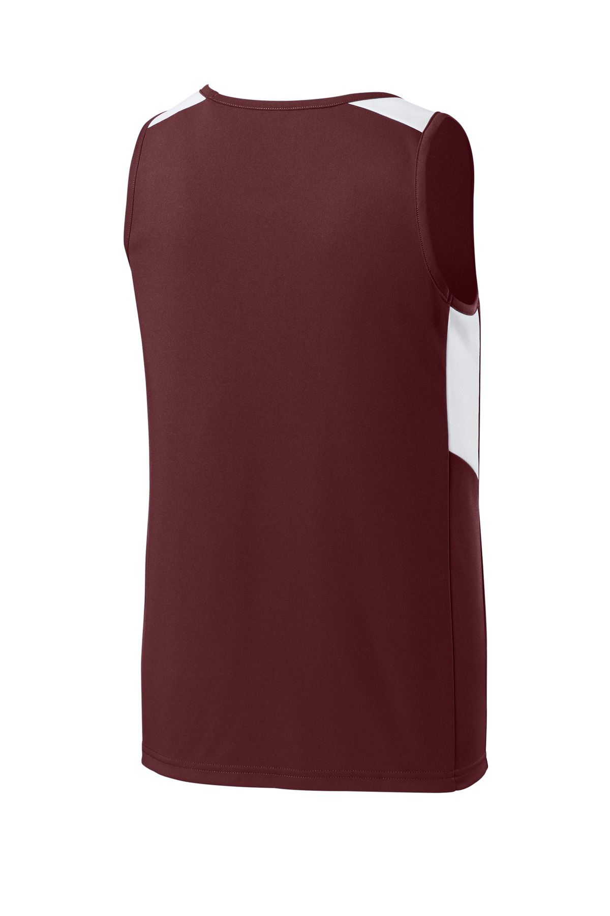 Sport-Tek Youth Club Track Tank YST446 in Maroon/ White — Back
