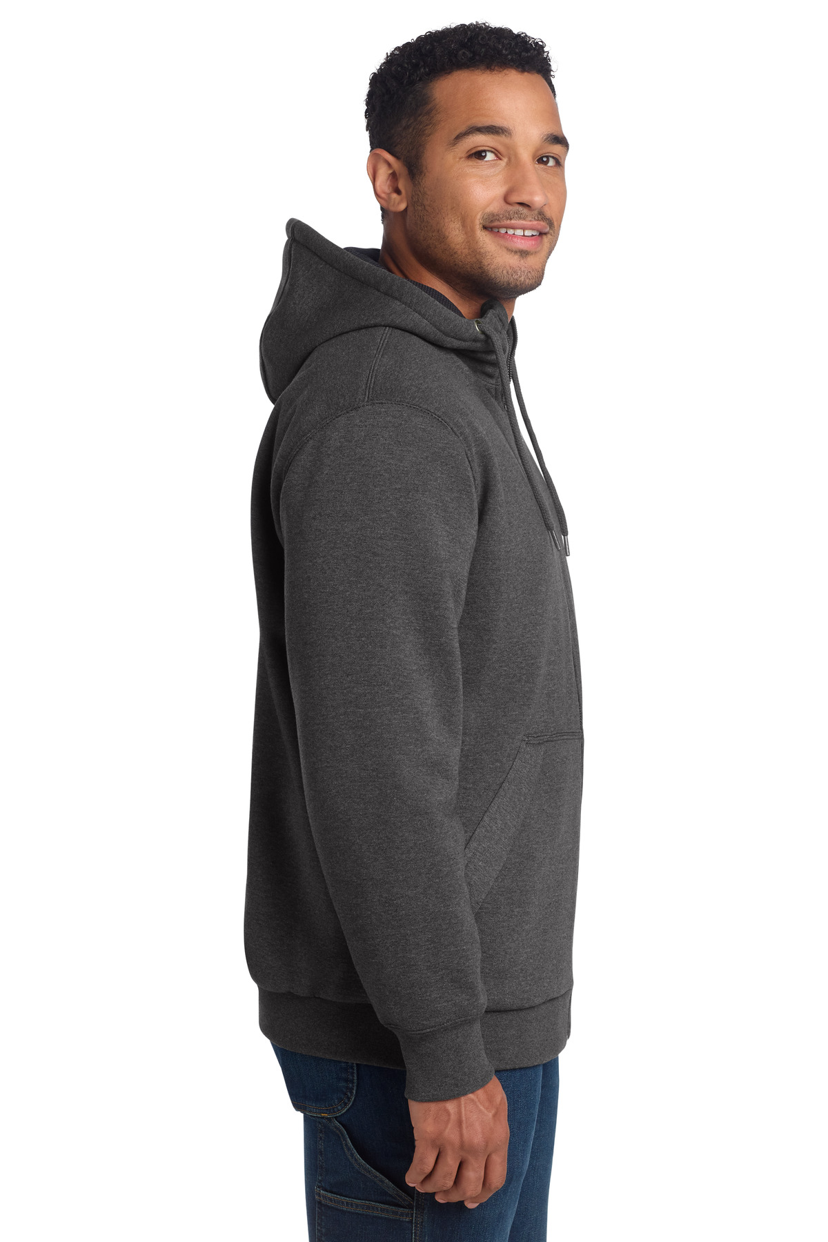 Carhartt Midweight Thermal-Lined Full-Zip Sweatshirt CT104078 in Carbon Heather — Left sleeve