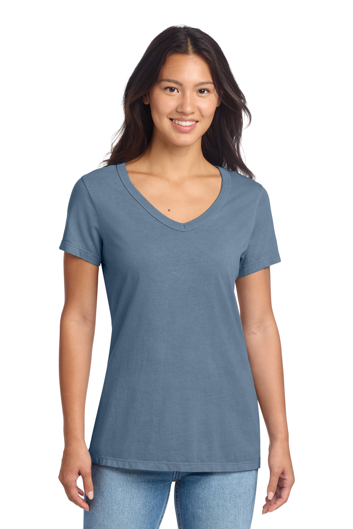 Port & Co Women's Beach Wash Garment-Dyed V-Neck Tee LPC099V