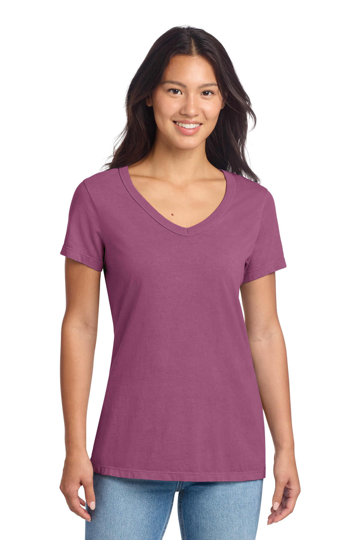 Port & Co Women's Beach Wash Garment-Dyed V-Neck Tee LPC099V