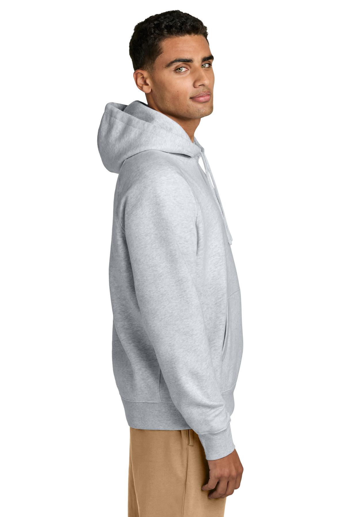 Stanley/Stella Unisex Striker Hooded Sweatshirt SXU027 in Cool Heather Grey — Left sleeve