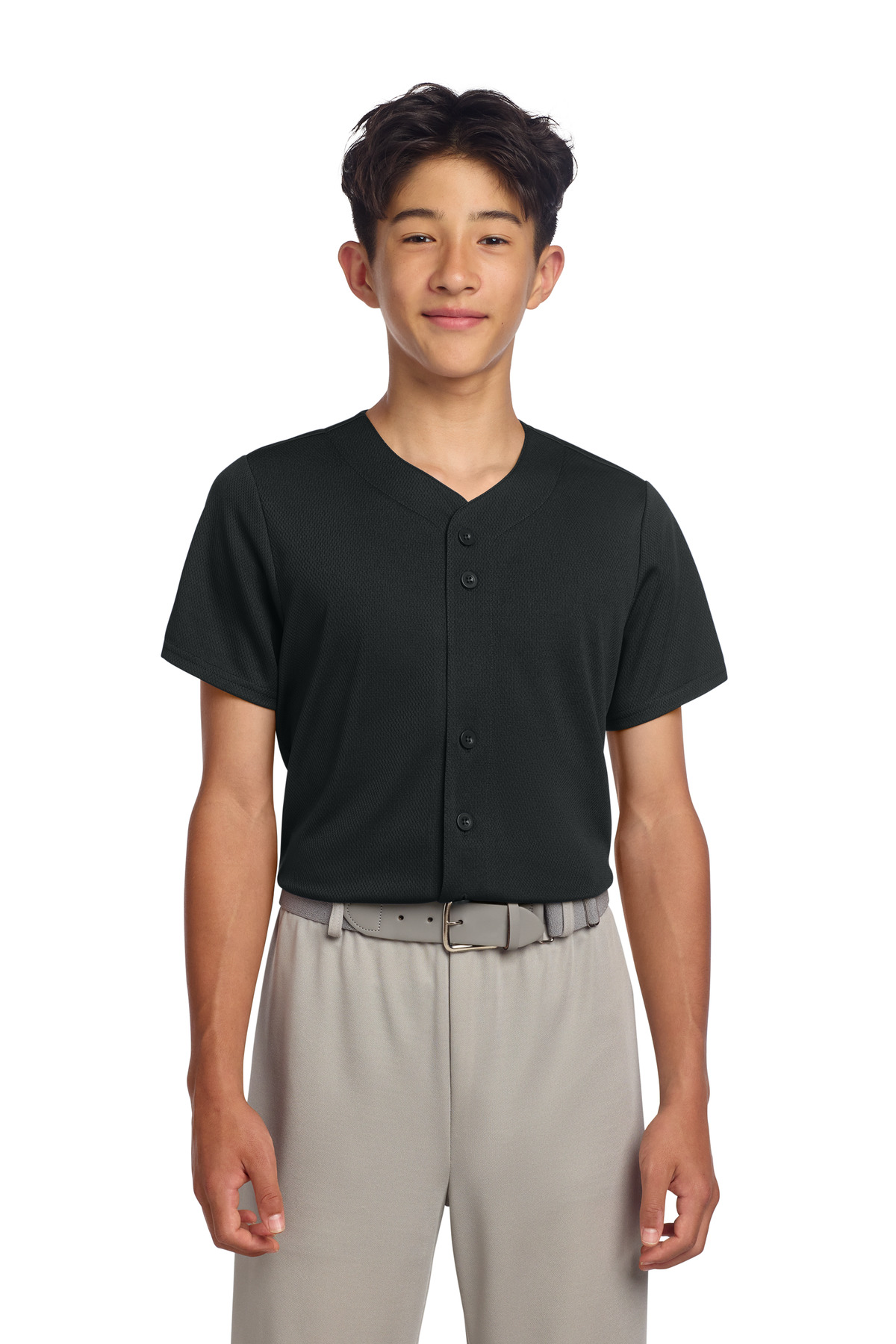 Sport-Tek Youth PosiCharge Tough Mesh Full-Button Jersey-Sport-Tek