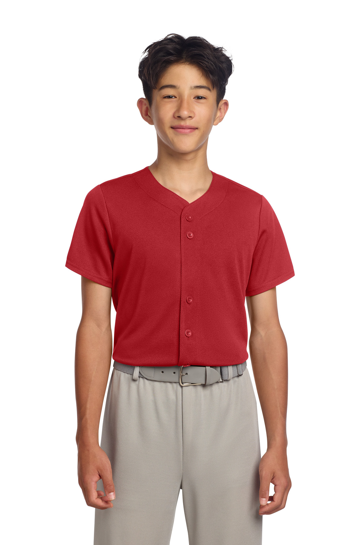 Sport-Tek ® Youth PosiCharge ® Tough Mesh Full-Button Jersey YST220 - True Red
