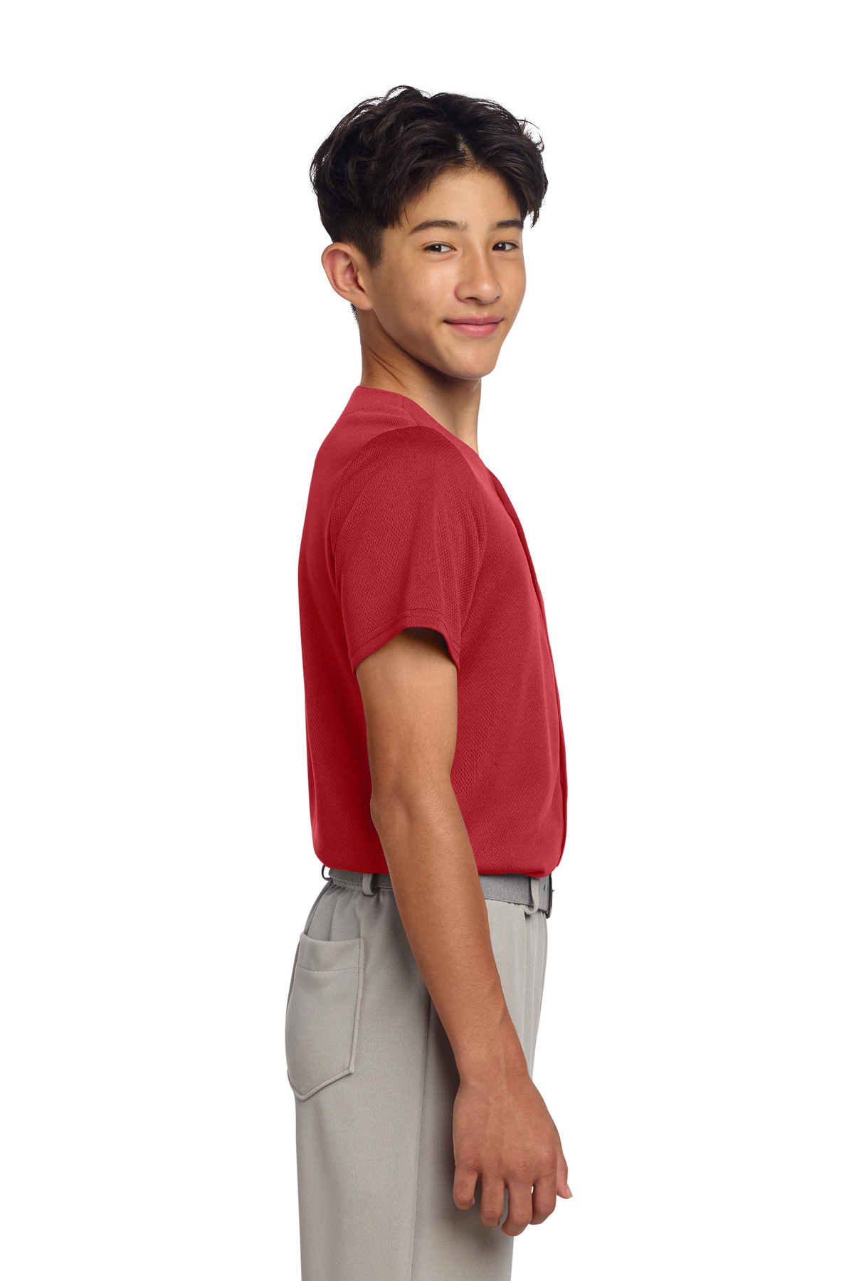 Sport-Tek Youth PosiCharge Tough Mesh Full-Button Jersey YST220