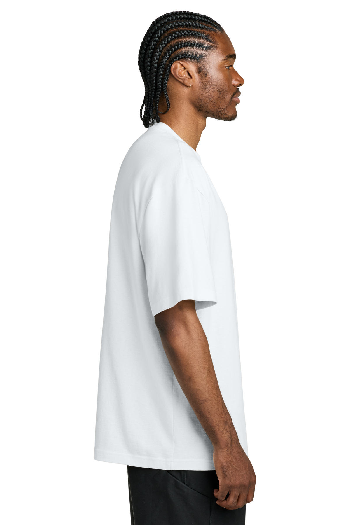 District 7-Oz. Gritty Tee DT7075 in White — Left sleeve