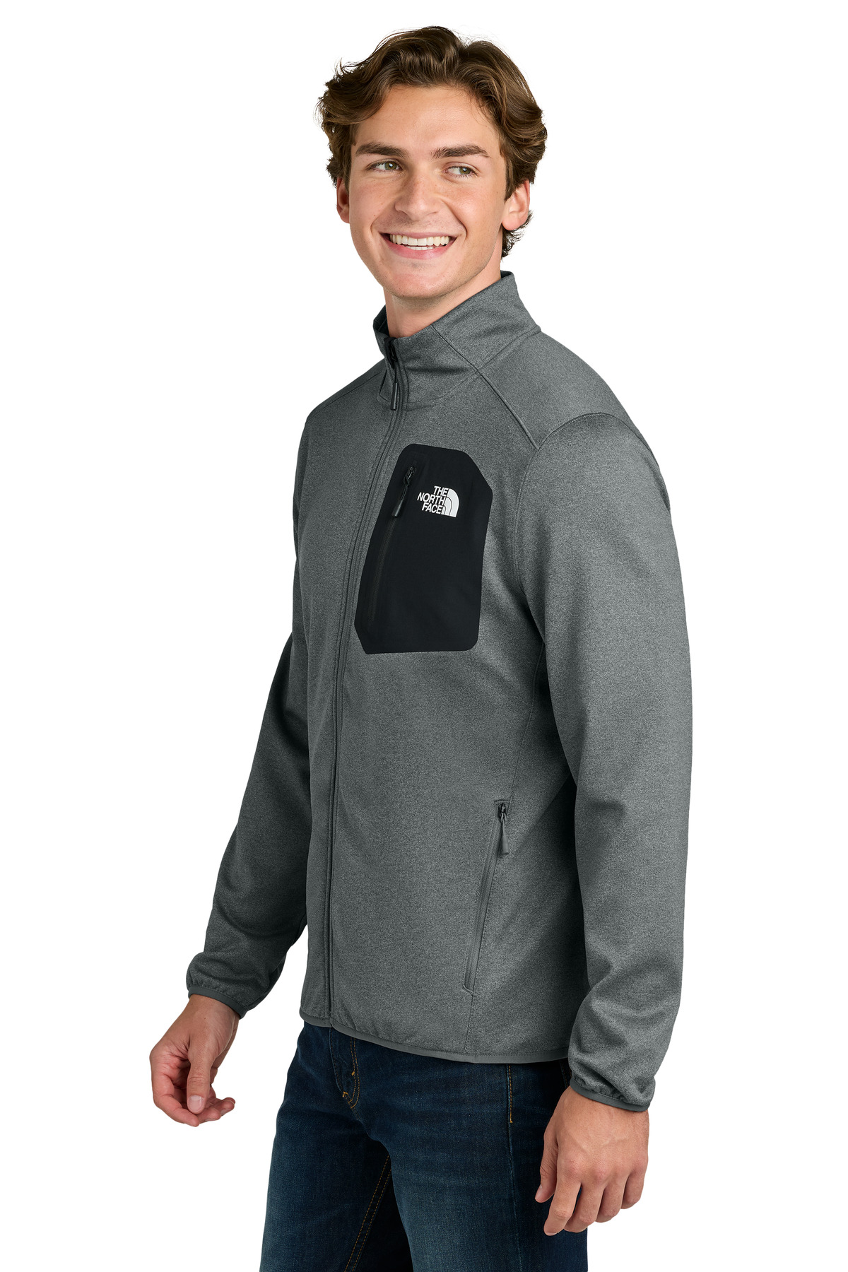 The North Face Dove Creek Full-Zip Fleece Jacket NF0A8FQN in TNF Medium Grey Heather — Left sleeve