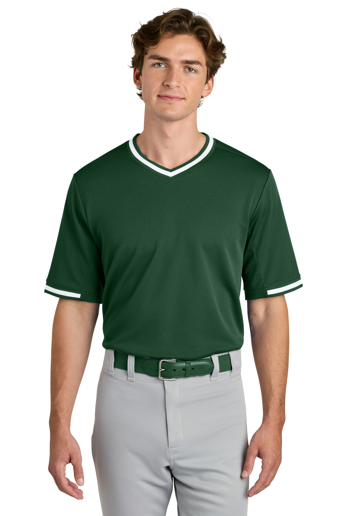 Tough Mesh V-Neck Baseball Jersey - Forest Green