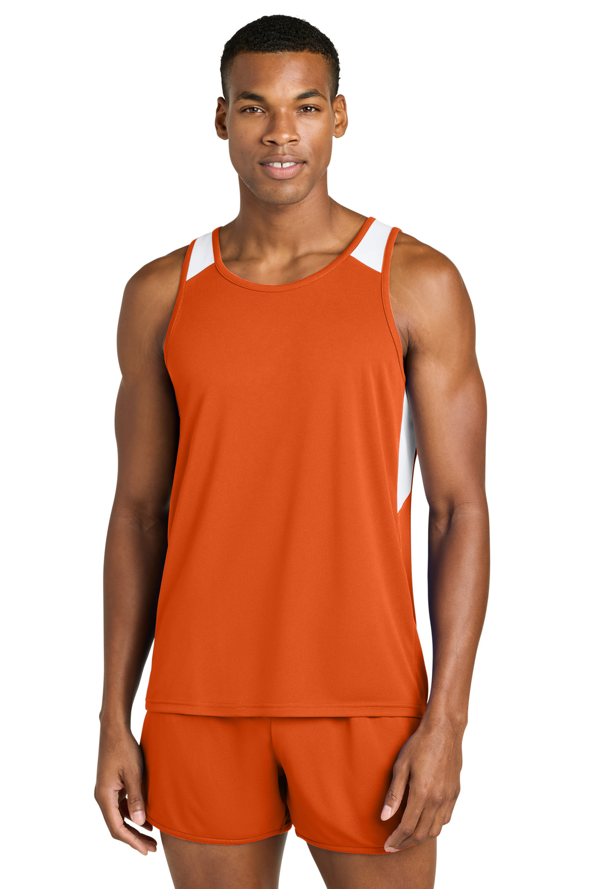 Sport-Tek ® Club Track Tank ST446 - Deep Orange/ White