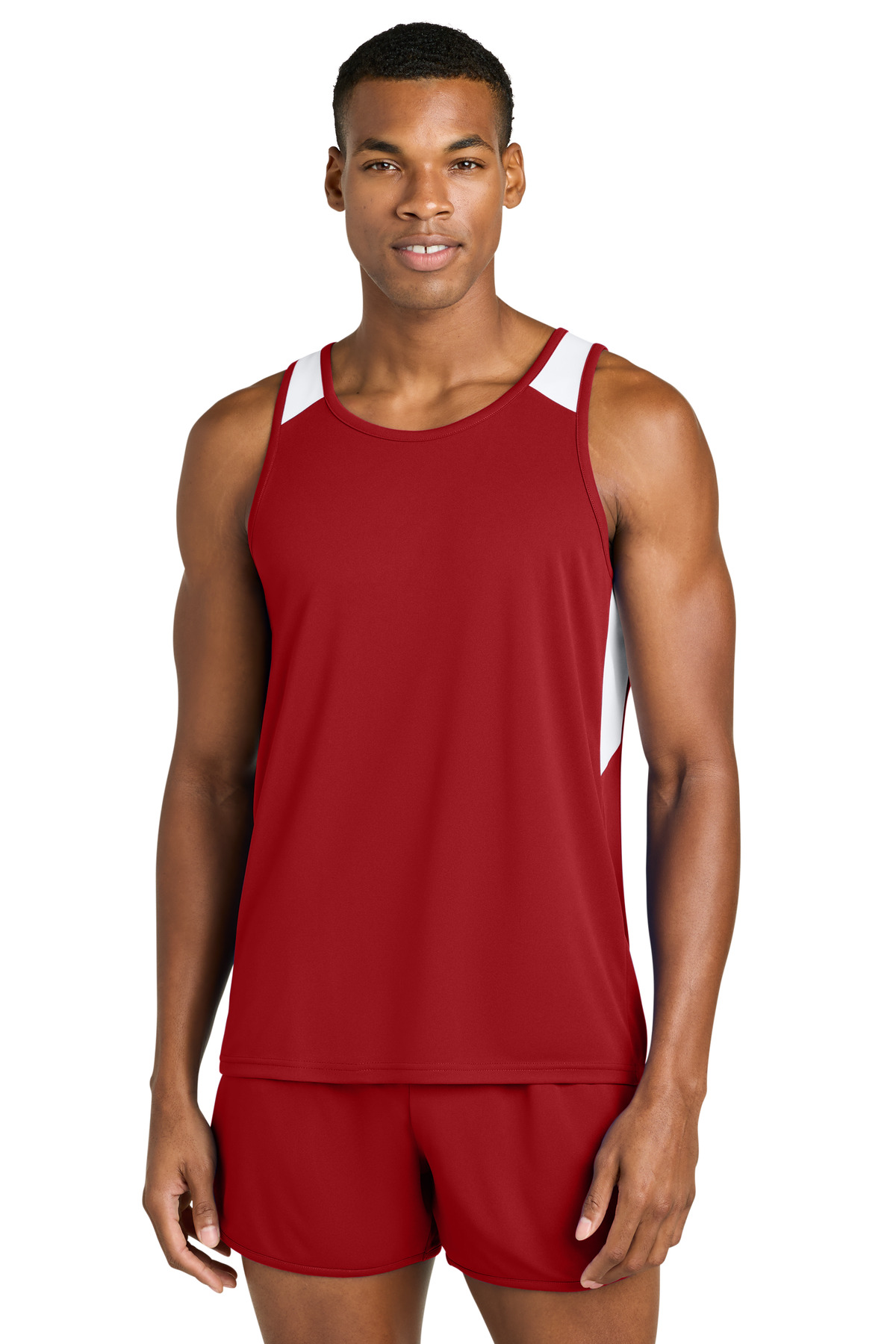 Sport-Tek ® Club Track Tank ST446 - Deep Red/ White