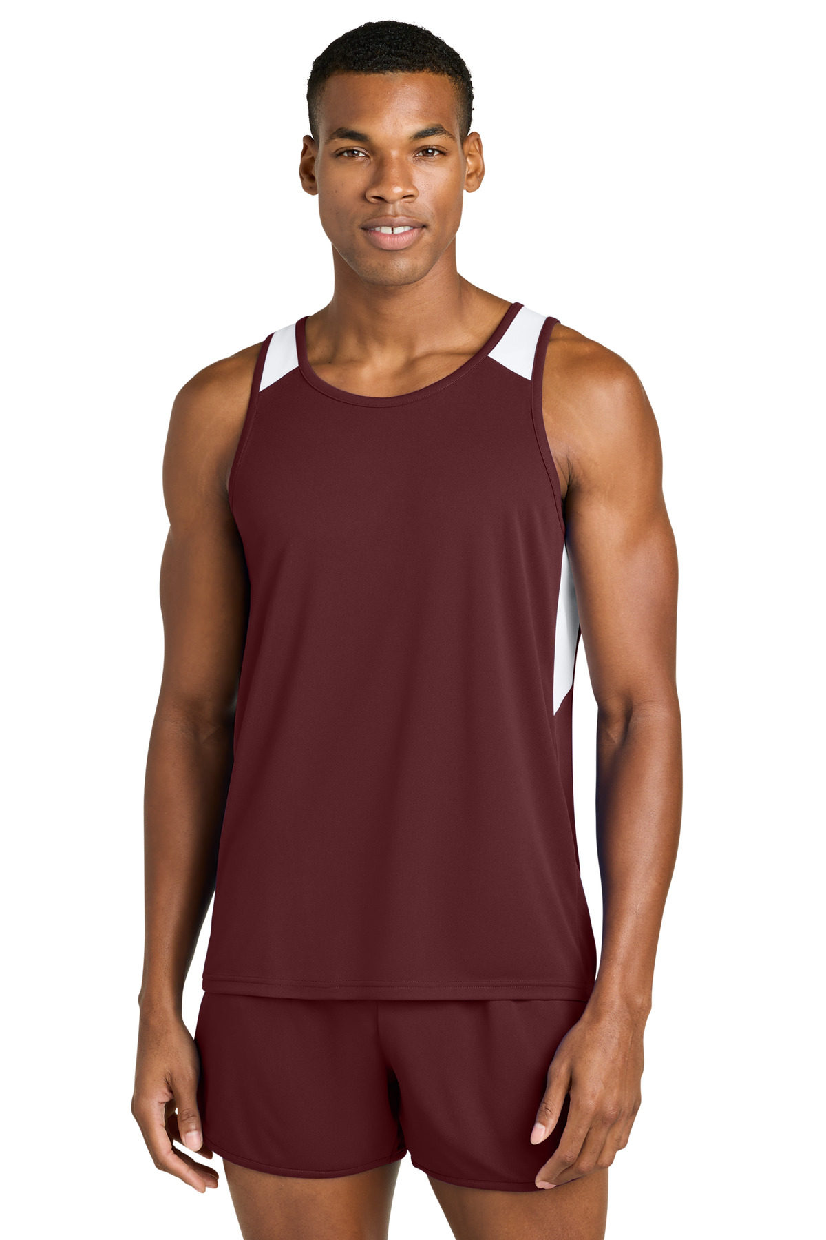 Sport-Tek ® Club Track Tank ST446 - Maroon/ White