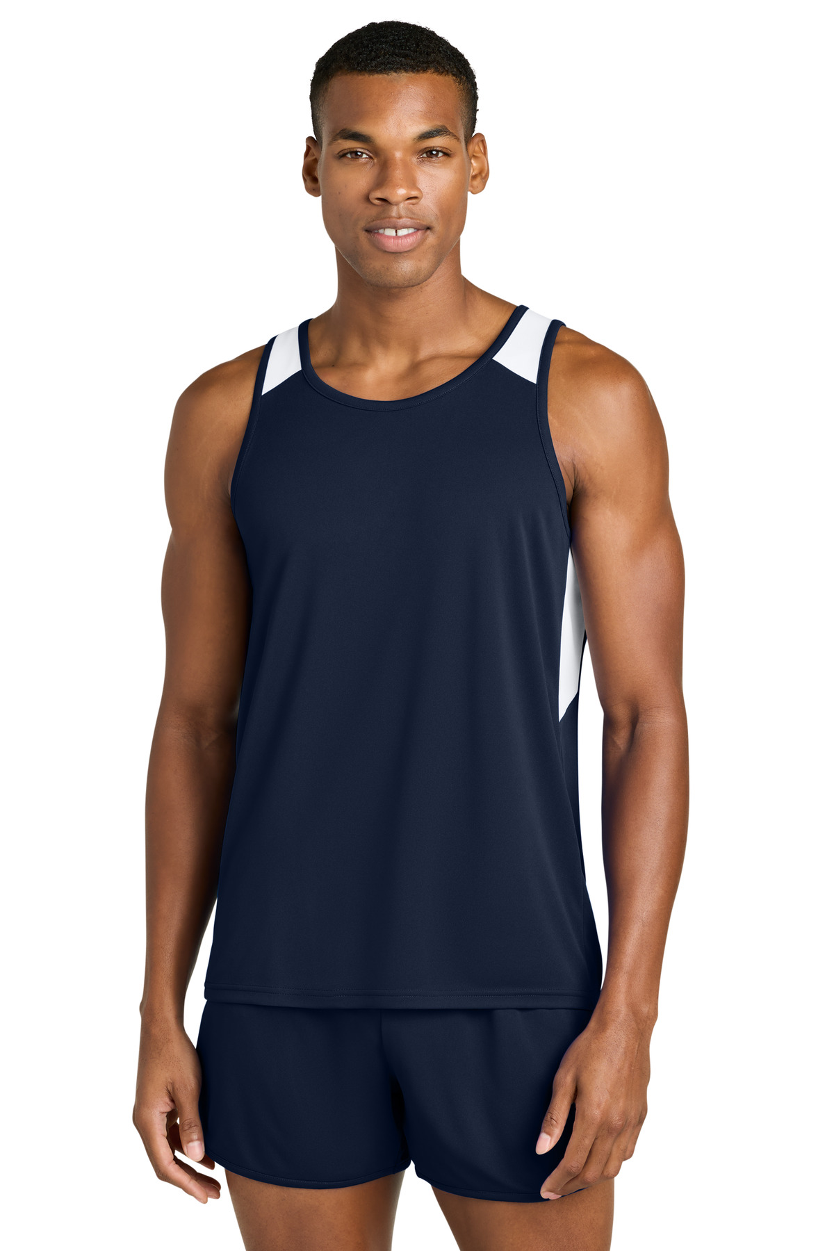 Sport-Tek ® Club Track Tank ST446 - True Navy/ White