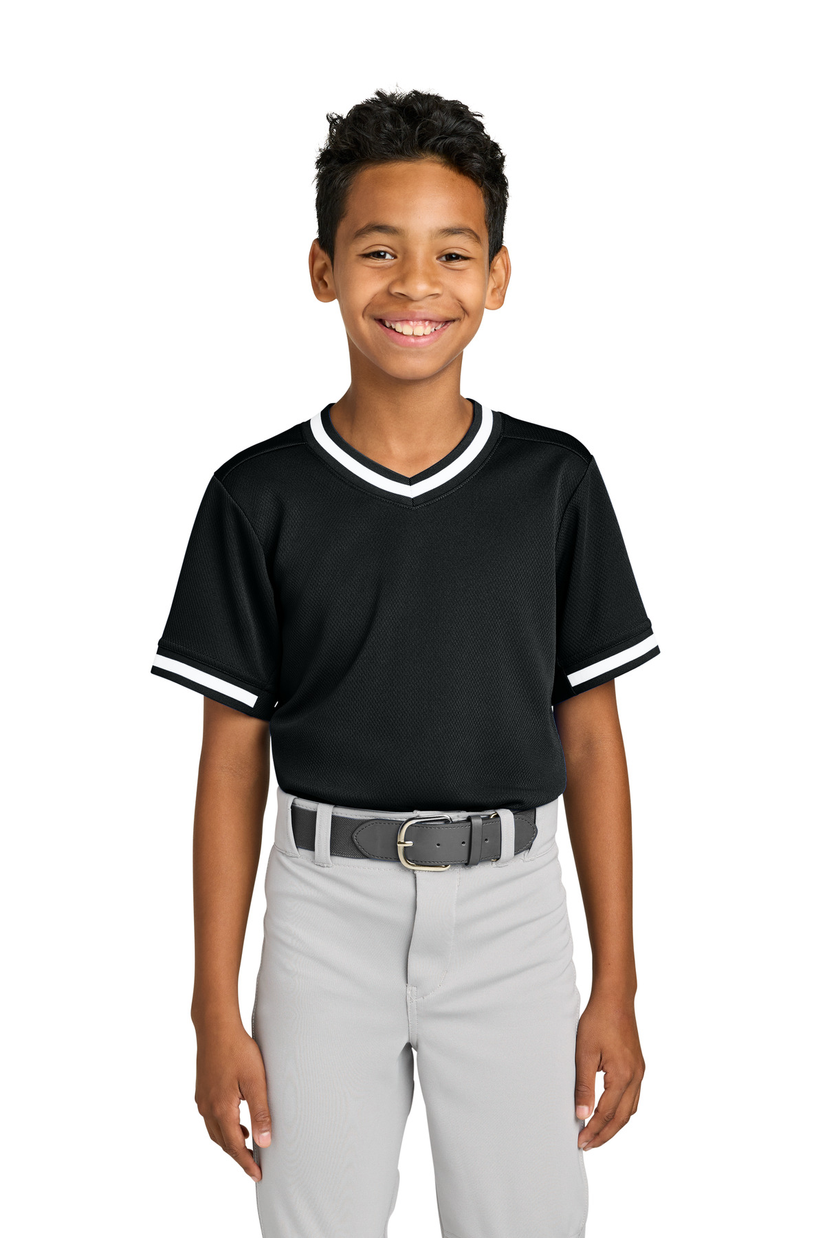 Sport-Tek Youth Tough Mesh V-Neck Baseball Jersey-Sport-Tek