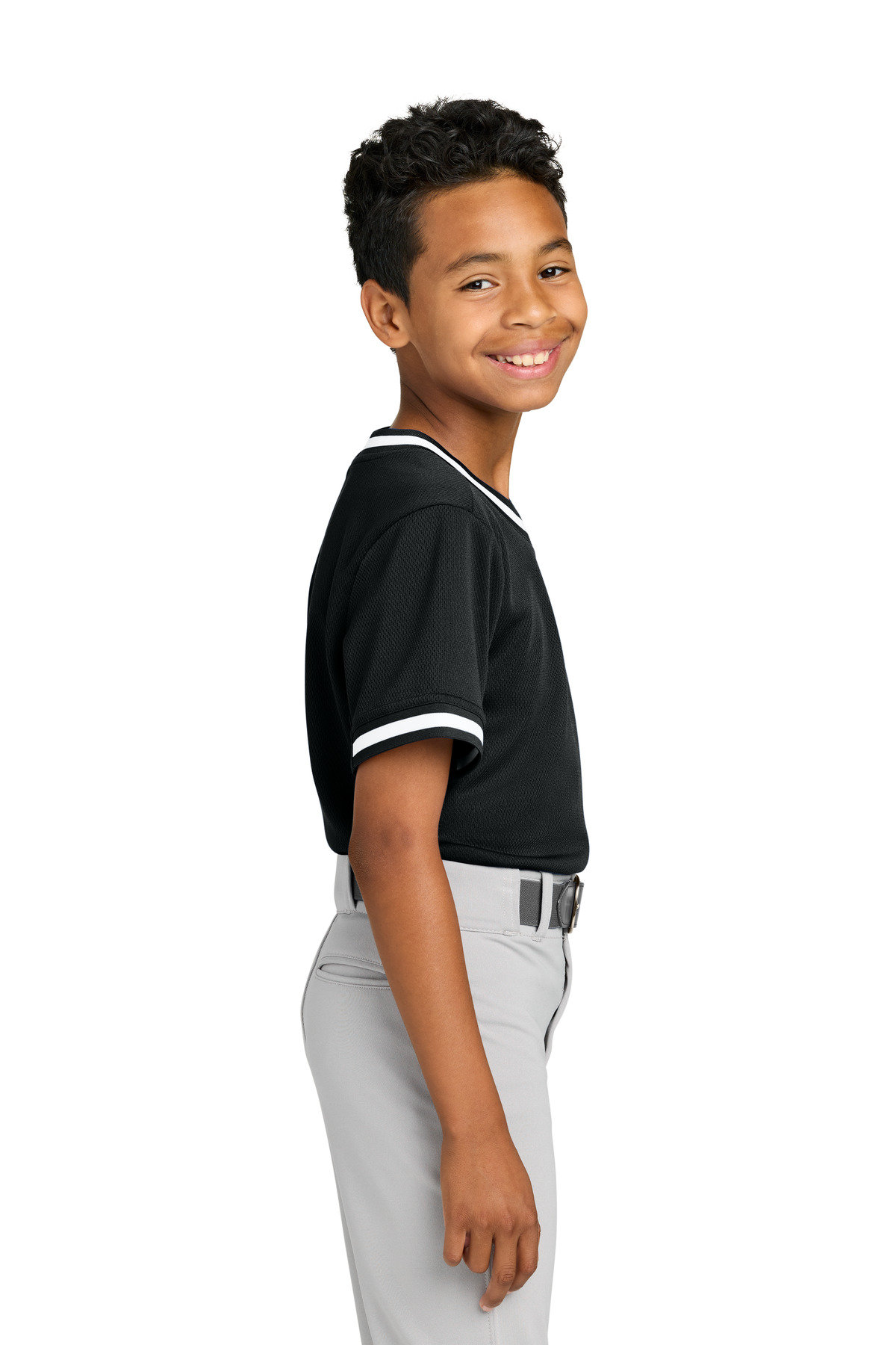 Sport-Tek Youth Tough Mesh V-Neck Baseball Jersey YST221