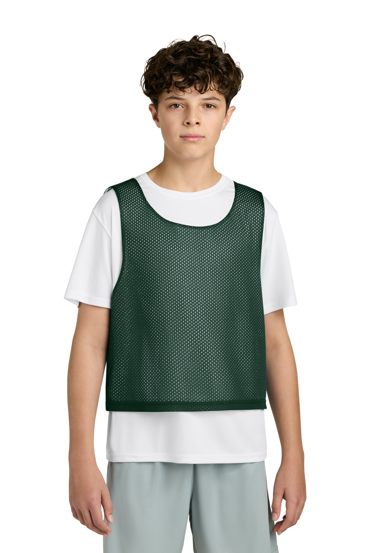 Sport-Tek ® Youth Lacrosse Reversible Pinnie YST512 - Forest Green/ White