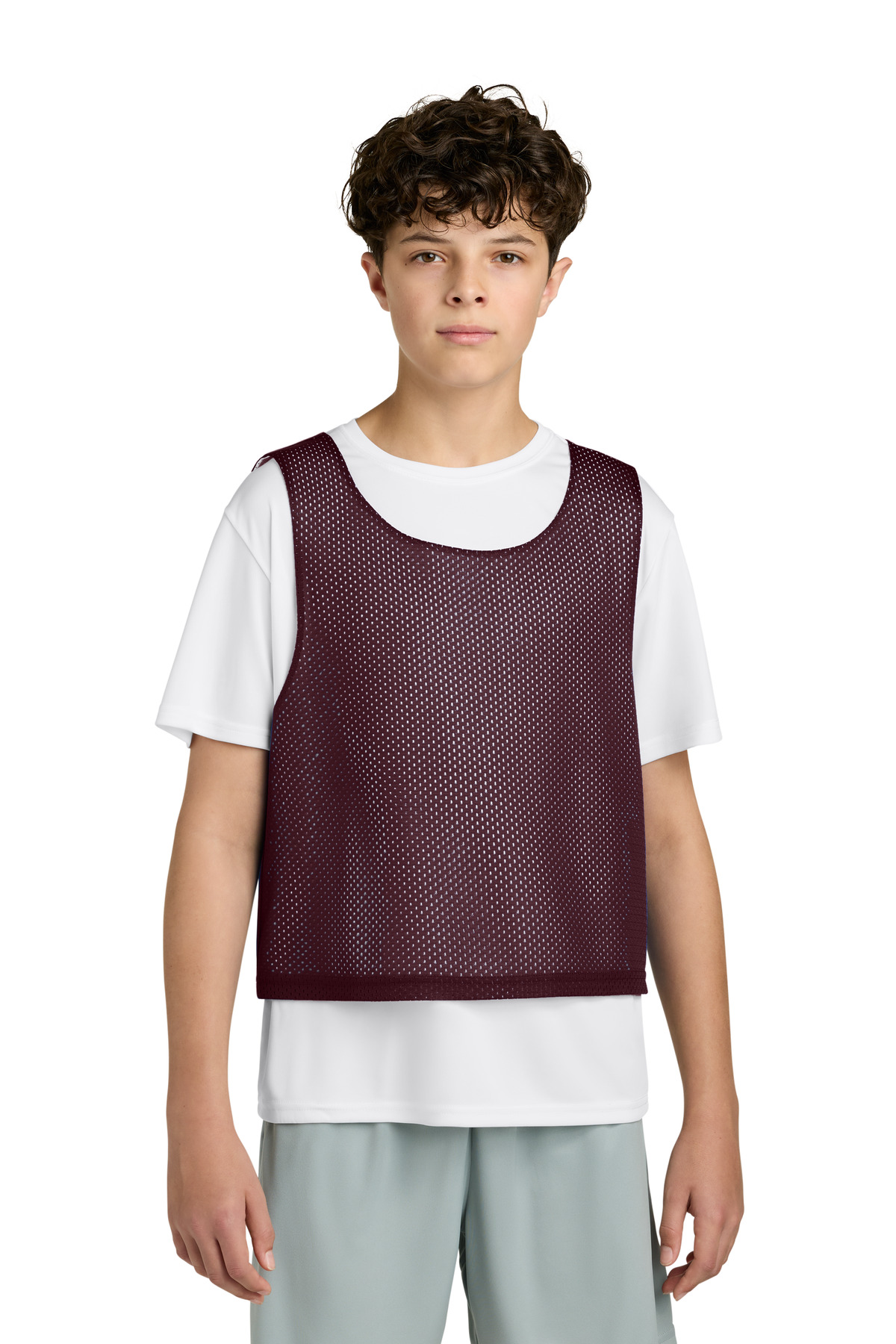 Sport-Tek ® Youth Lacrosse Reversible Pinnie YST512 - Maroon/ White