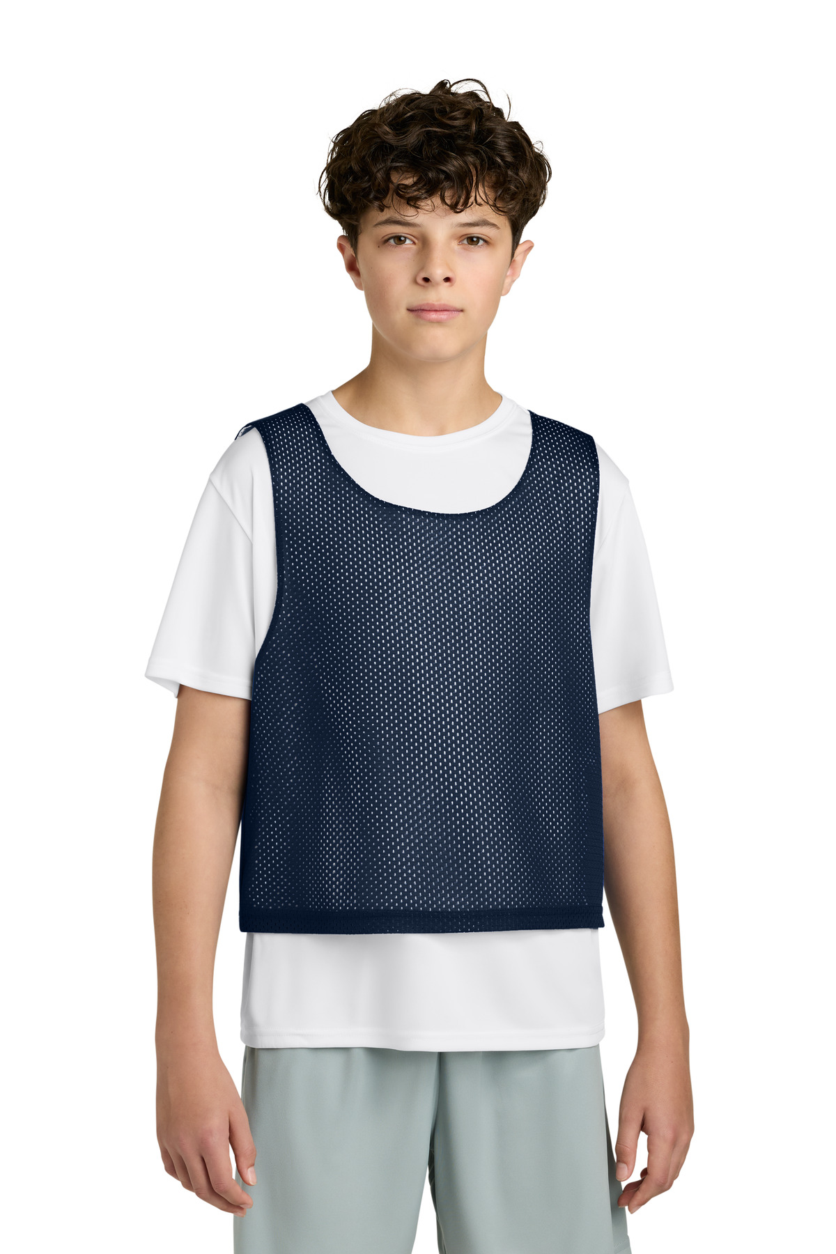Sport-Tek ® Youth Lacrosse Reversible Pinnie YST512 - True Navy/ White