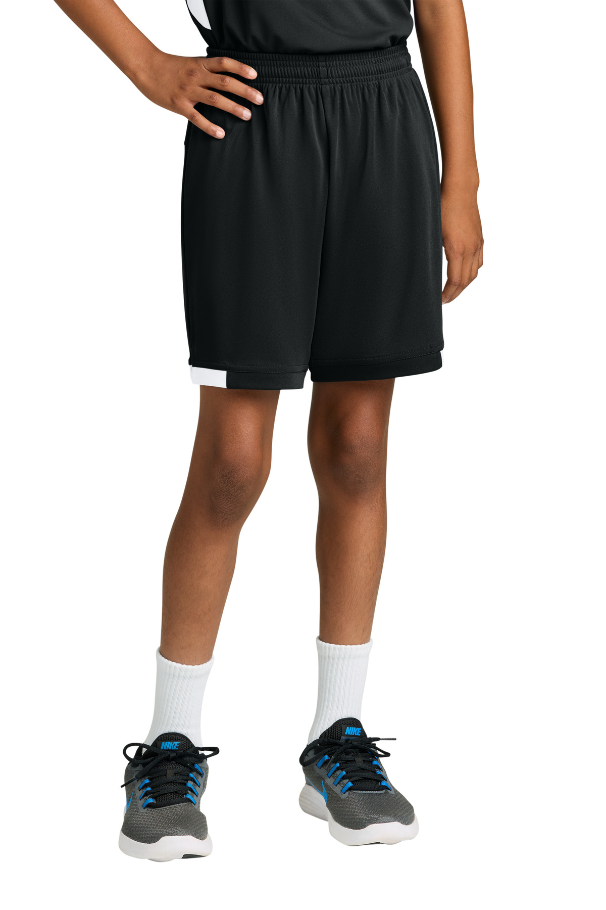 Sport-Tek ® Youth Club 5' Short YST4420 - Black/ White