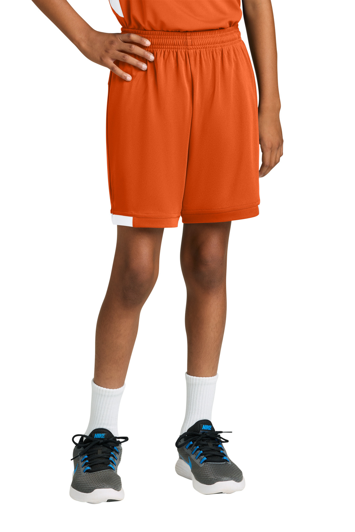 Sport-Tek ® Youth Club 5' Short YST4420 - Deep Orange/ White