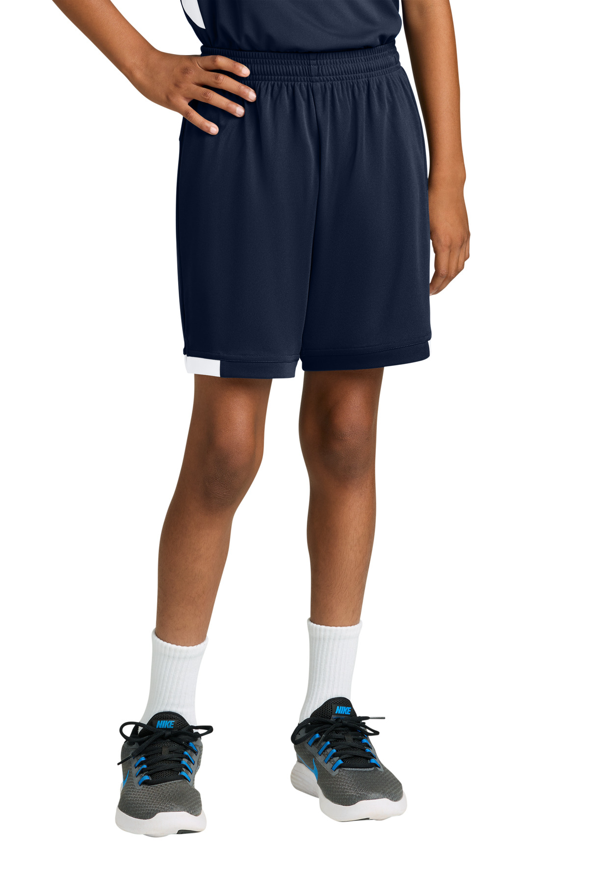 Sport-Tek ® Youth Club 5' Short YST4420 - True Navy/ White