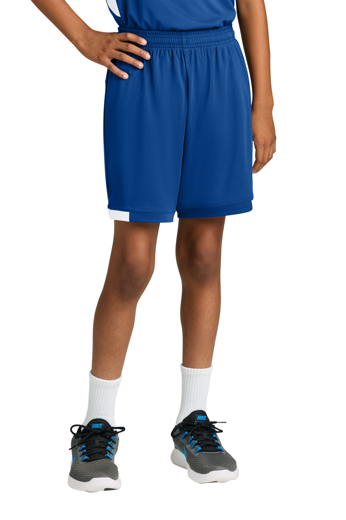 Sport-Tek ® Youth Club 5' Short YST4420 - True Royal/ White