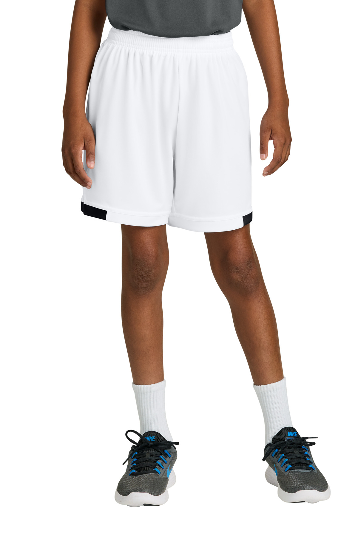 Sport-Tek ® Youth Club 5' Short YST4420 - White/ Black