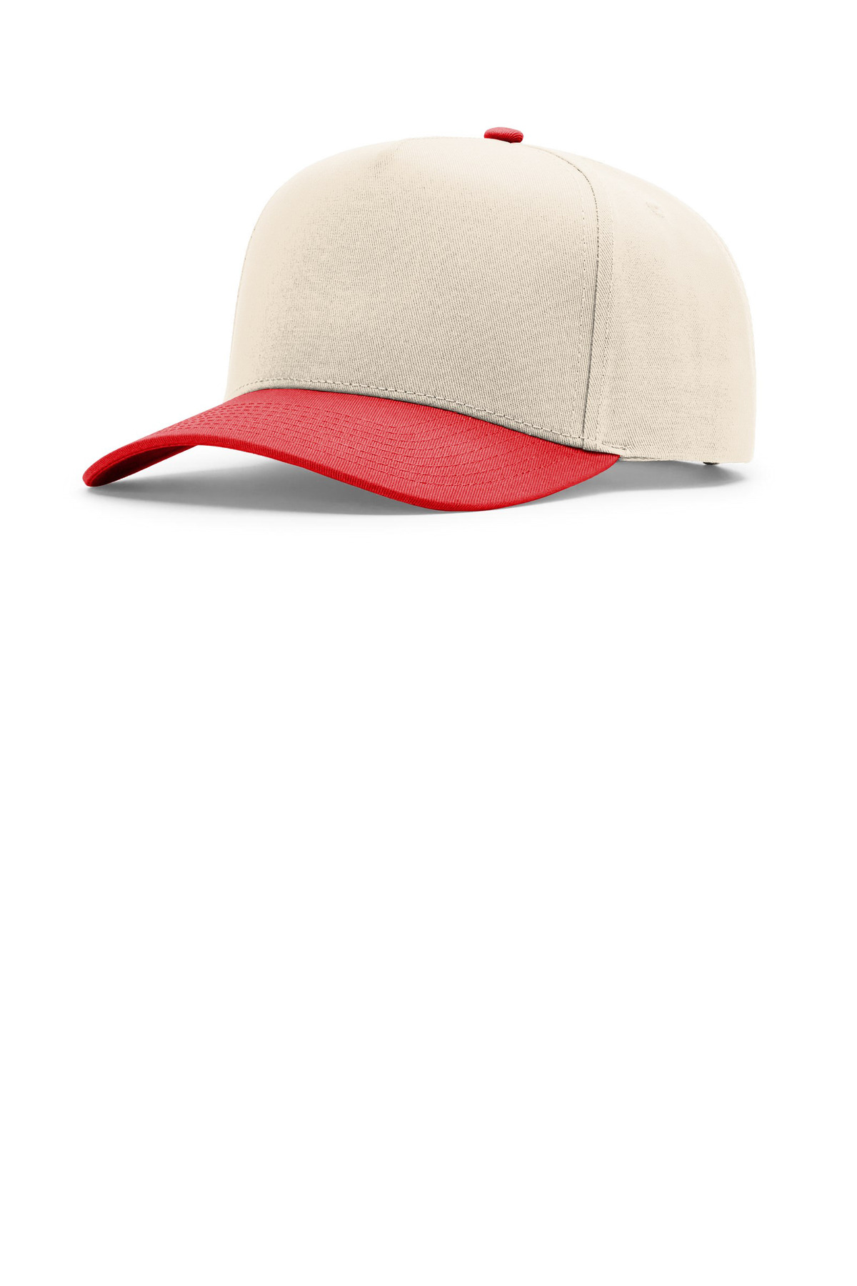 Full Fabric 5-Panel Champ - Cream/ Cream/ Red