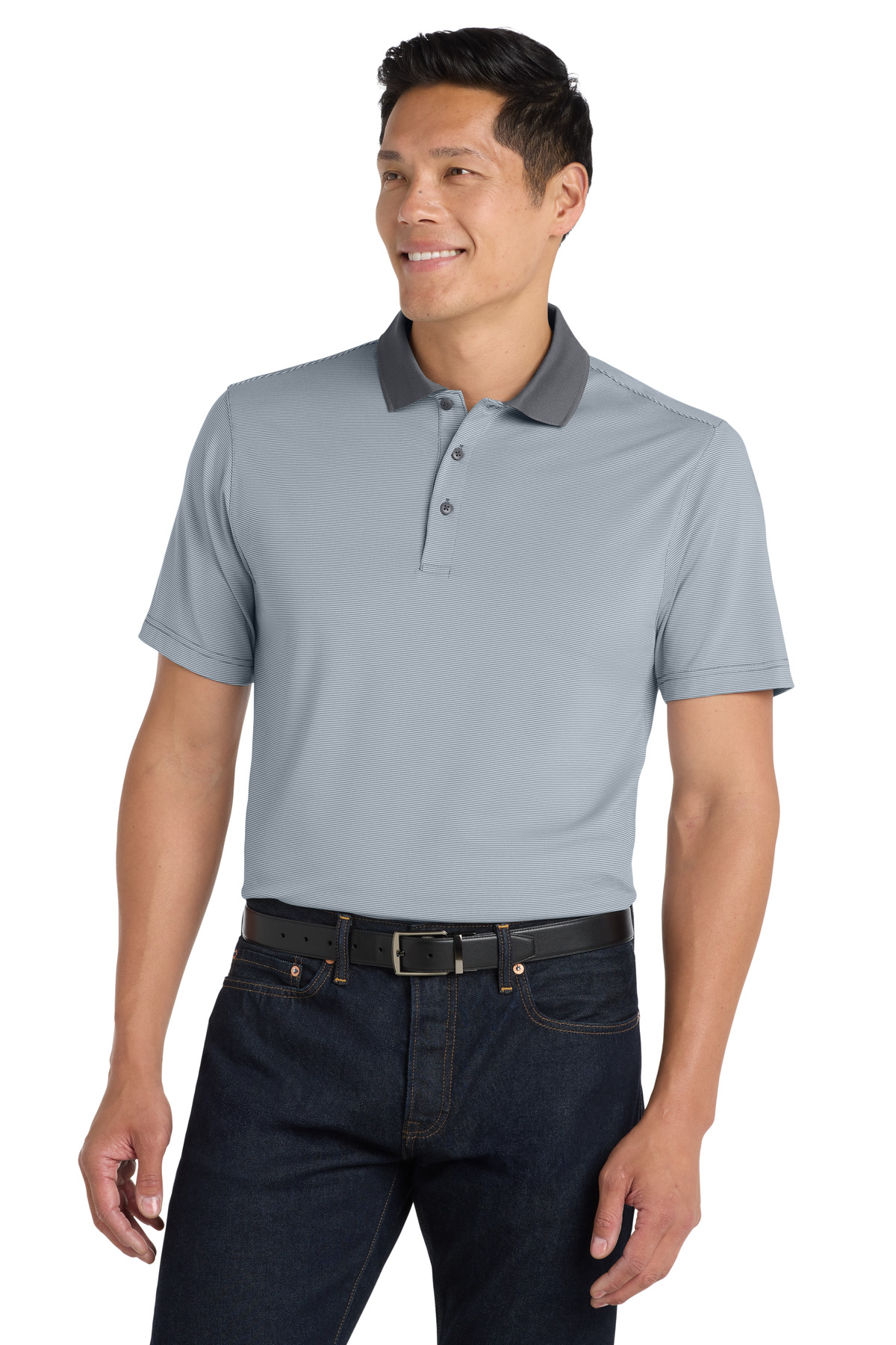 DISCONTINUED Port Authority Fine Stripe Performance Polo. K558