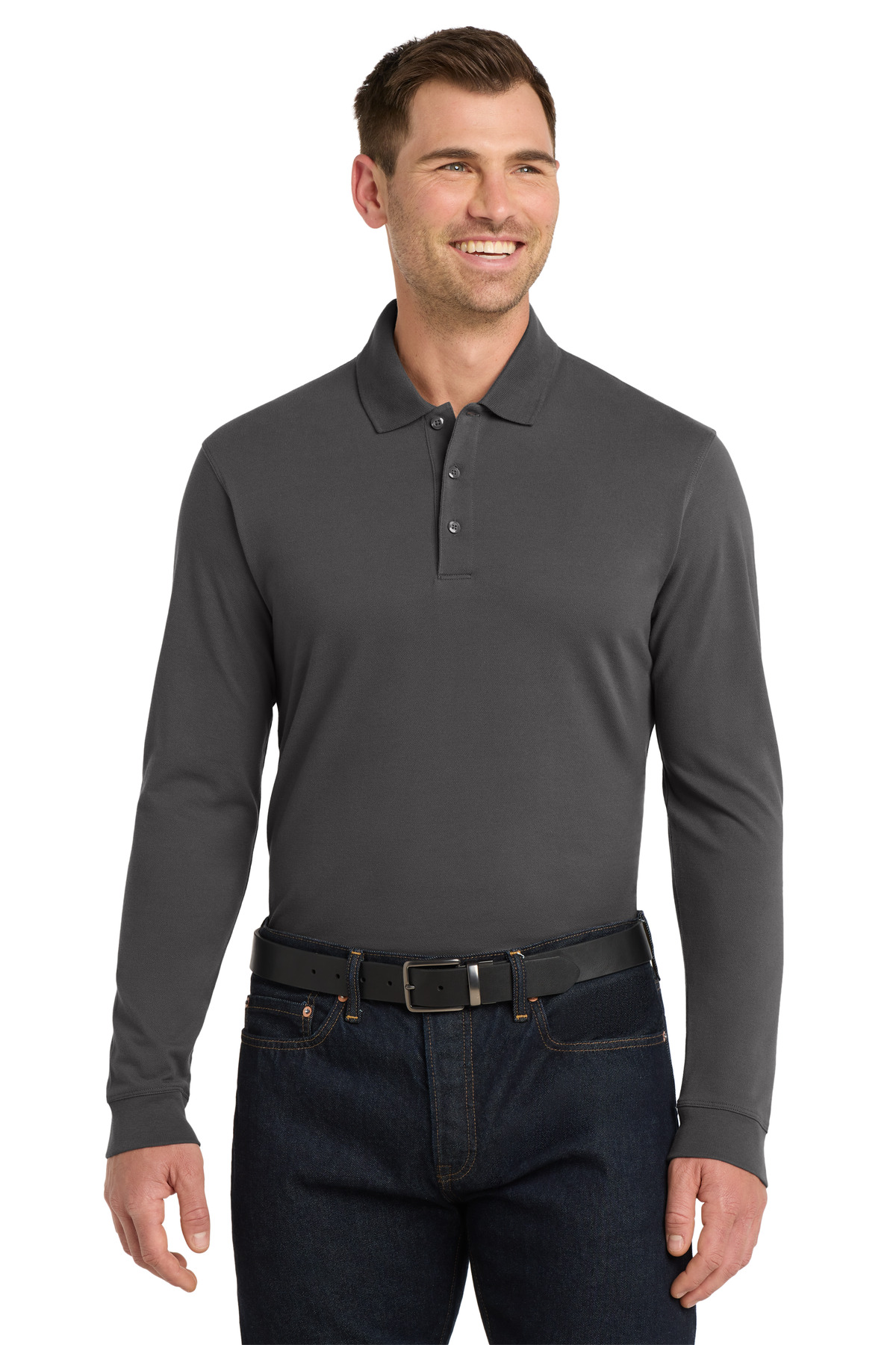 Port Authority ® EZCotton ® Long Sleeve Polo. K8000LS - Image 3