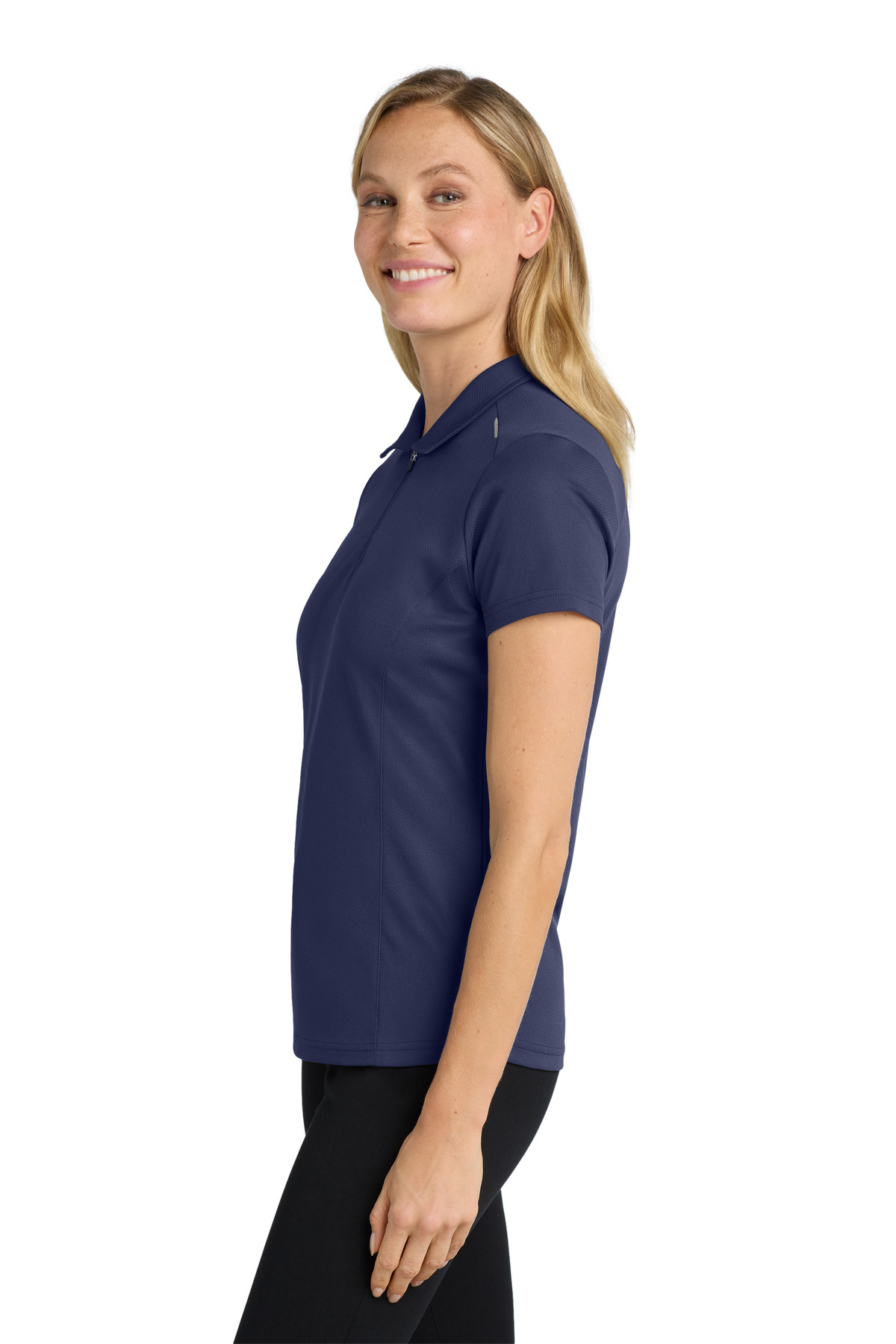 Port Authority Women's Pinpoint Mesh Zip Polo. L580