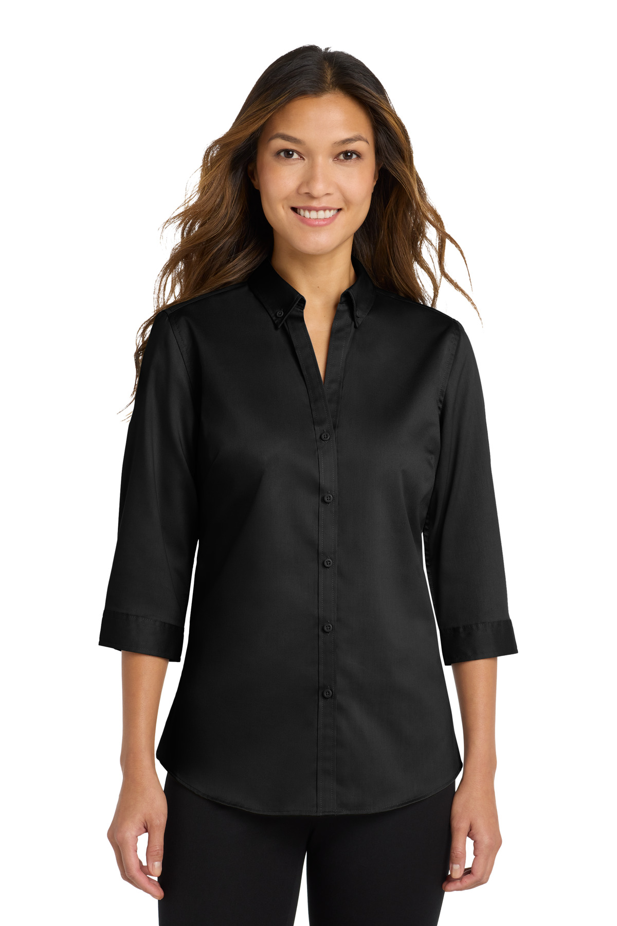 Port Authority Women&#8216;s 3/4-Sleeve SuperPro Twill Shirt-Port Authority