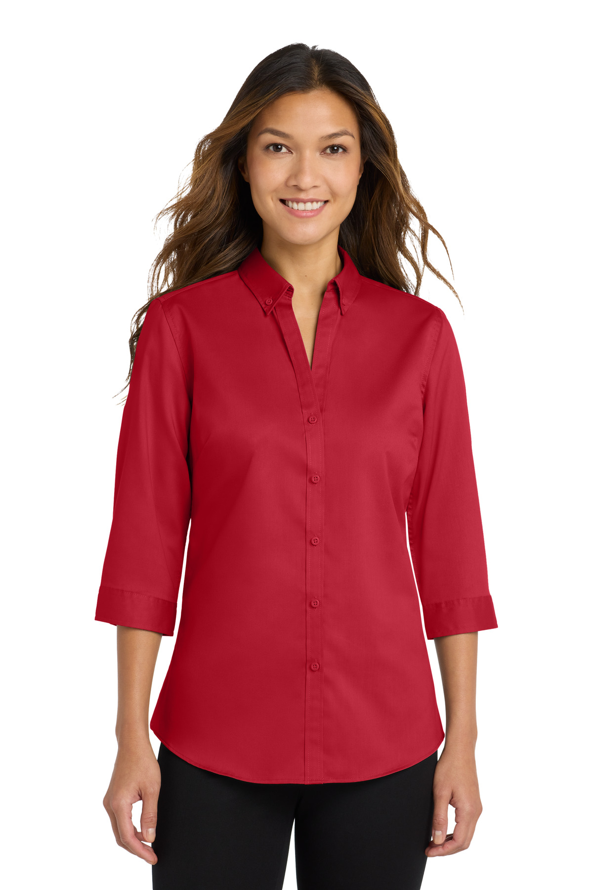 Port Authority ® Women's 3/4-Sleeve SuperPro ™ Twill Shirt. L665 - Image 4