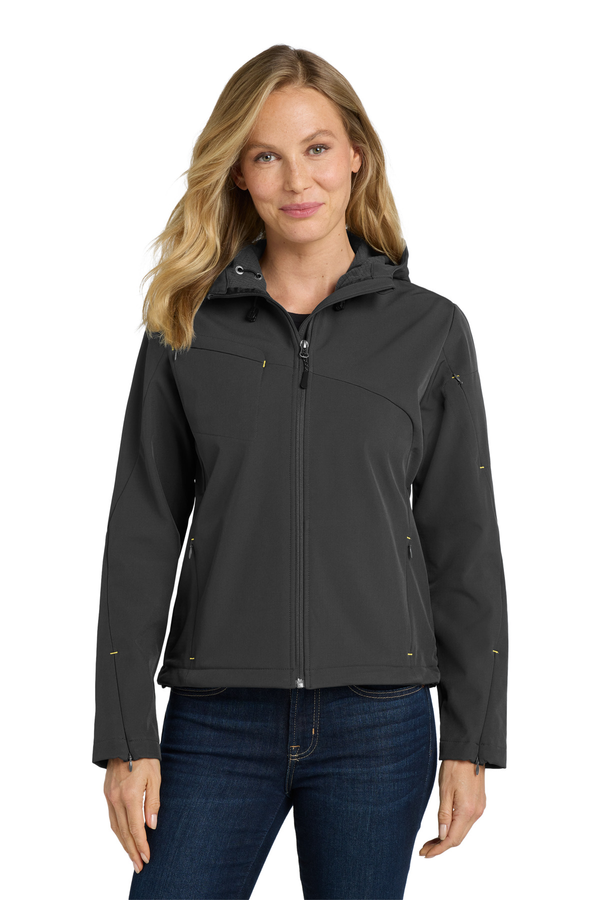 DISCONTINUED Port Authority Women's Textured Hooded Soft Shell Jacket. L706