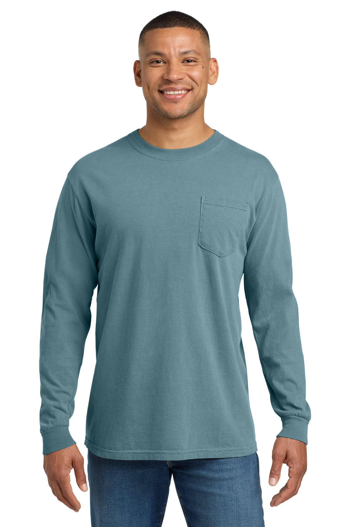 COMFORT COLORS ® Heavyweight Ring Spun Long Sleeve Pocket Tee. 4410 - Ice Blue