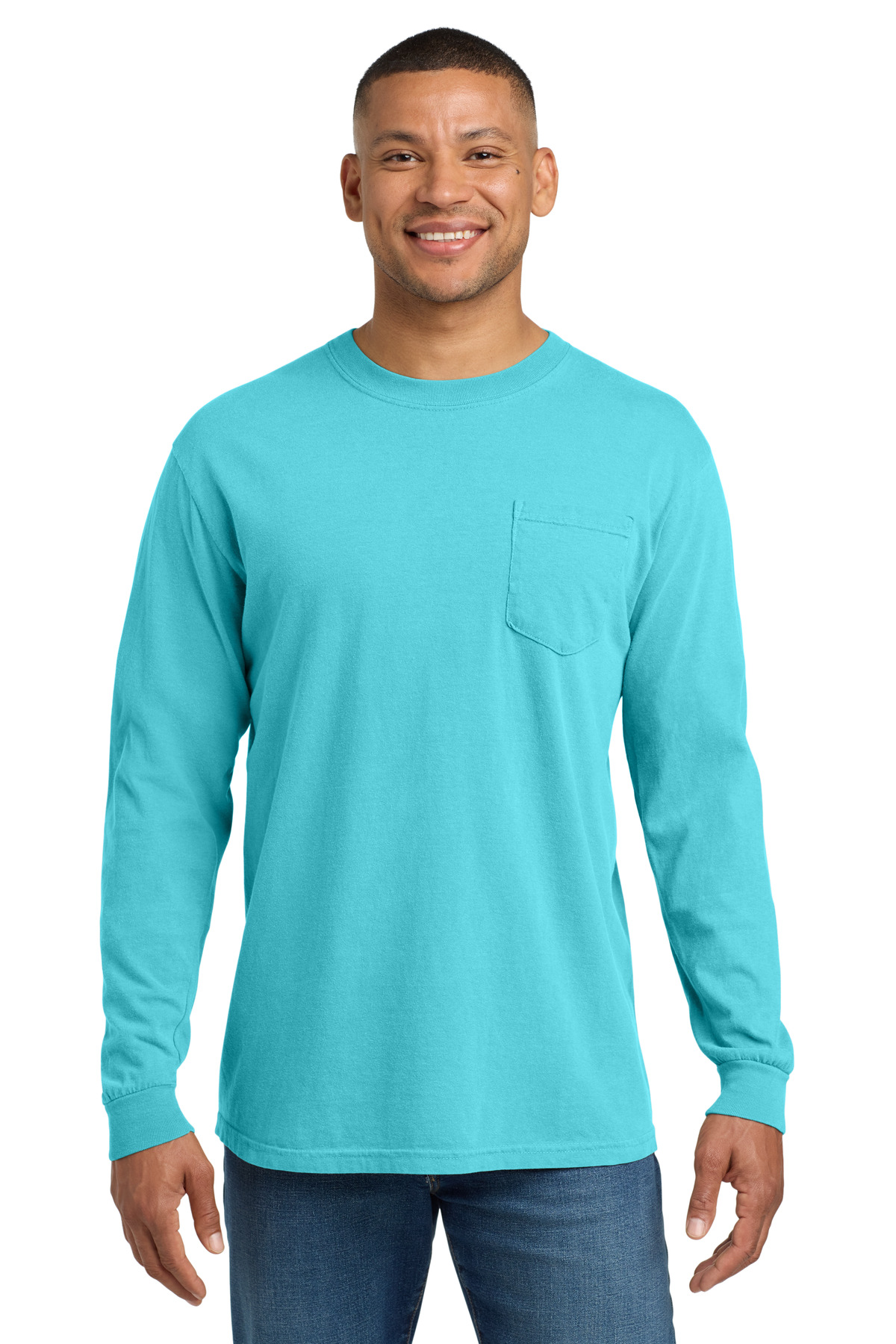 COMFORT COLORS ® Heavyweight Ring Spun Long Sleeve Pocket Tee. 4410 - Lagoon
