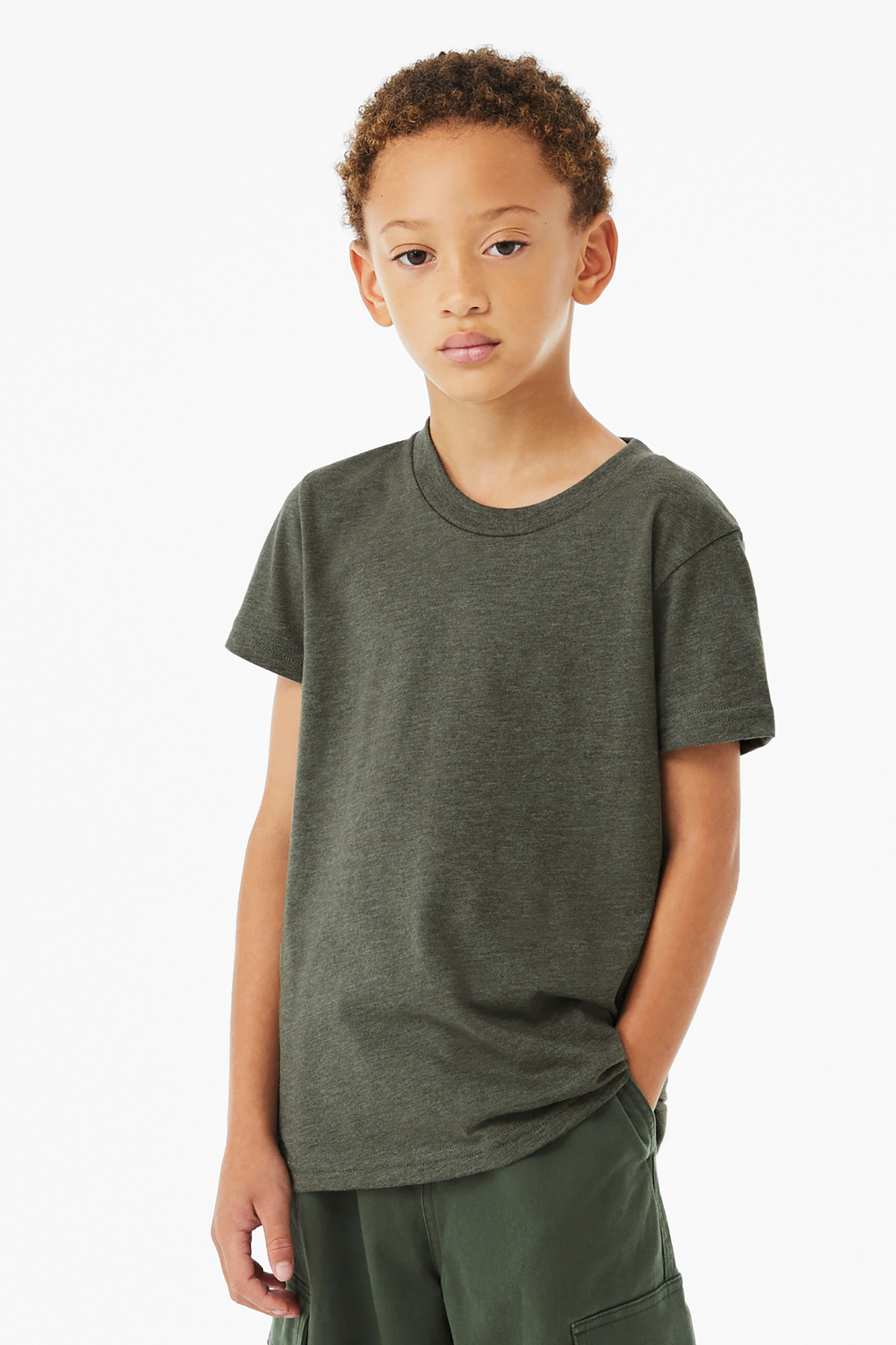 BELLA+CANVAS ® Youth Heather CVC Tee BC3001YCVC - Heather Military Green